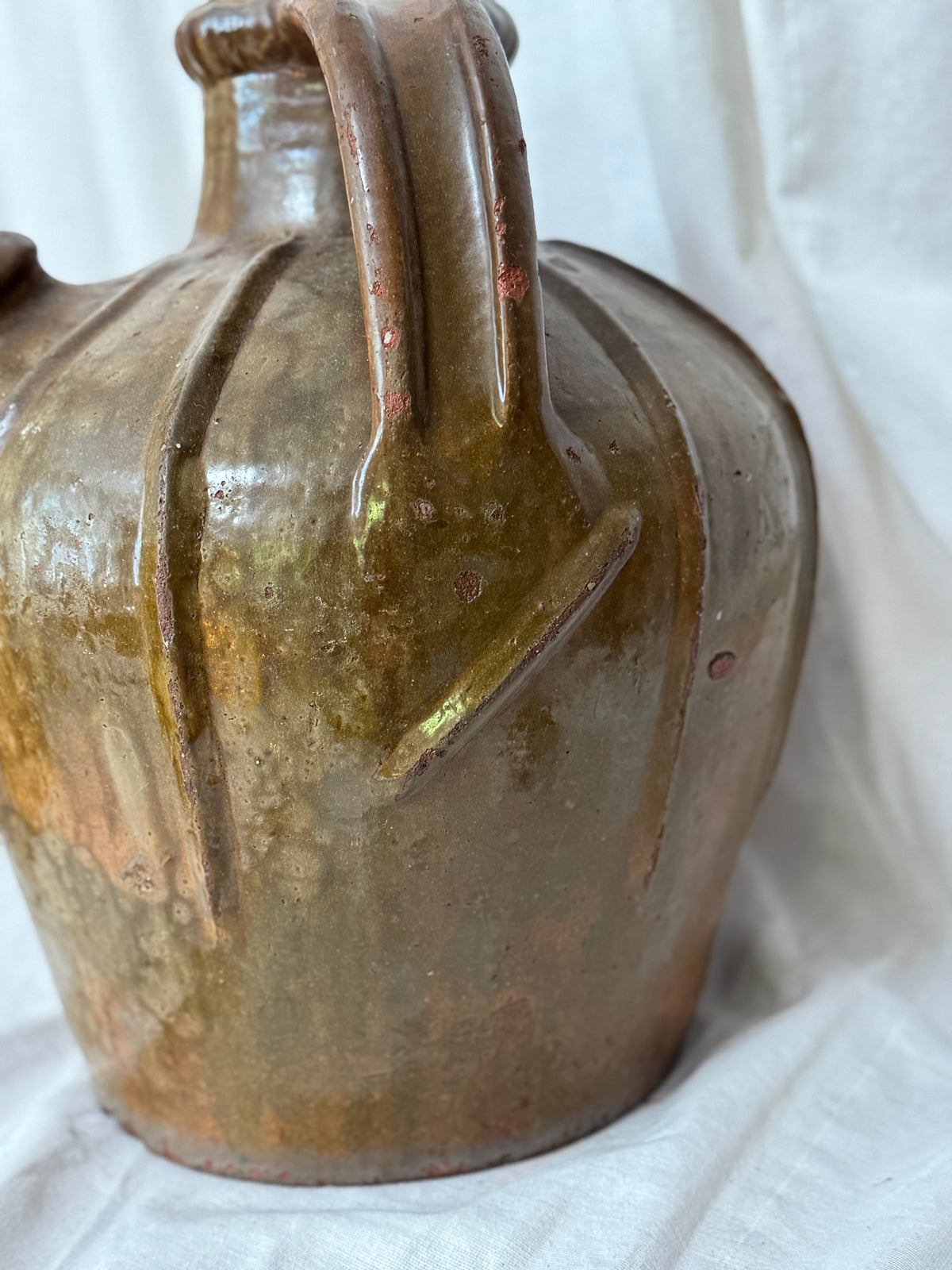 Antique French Walnut Oil Jug, Mélard à Bec, Two Handles