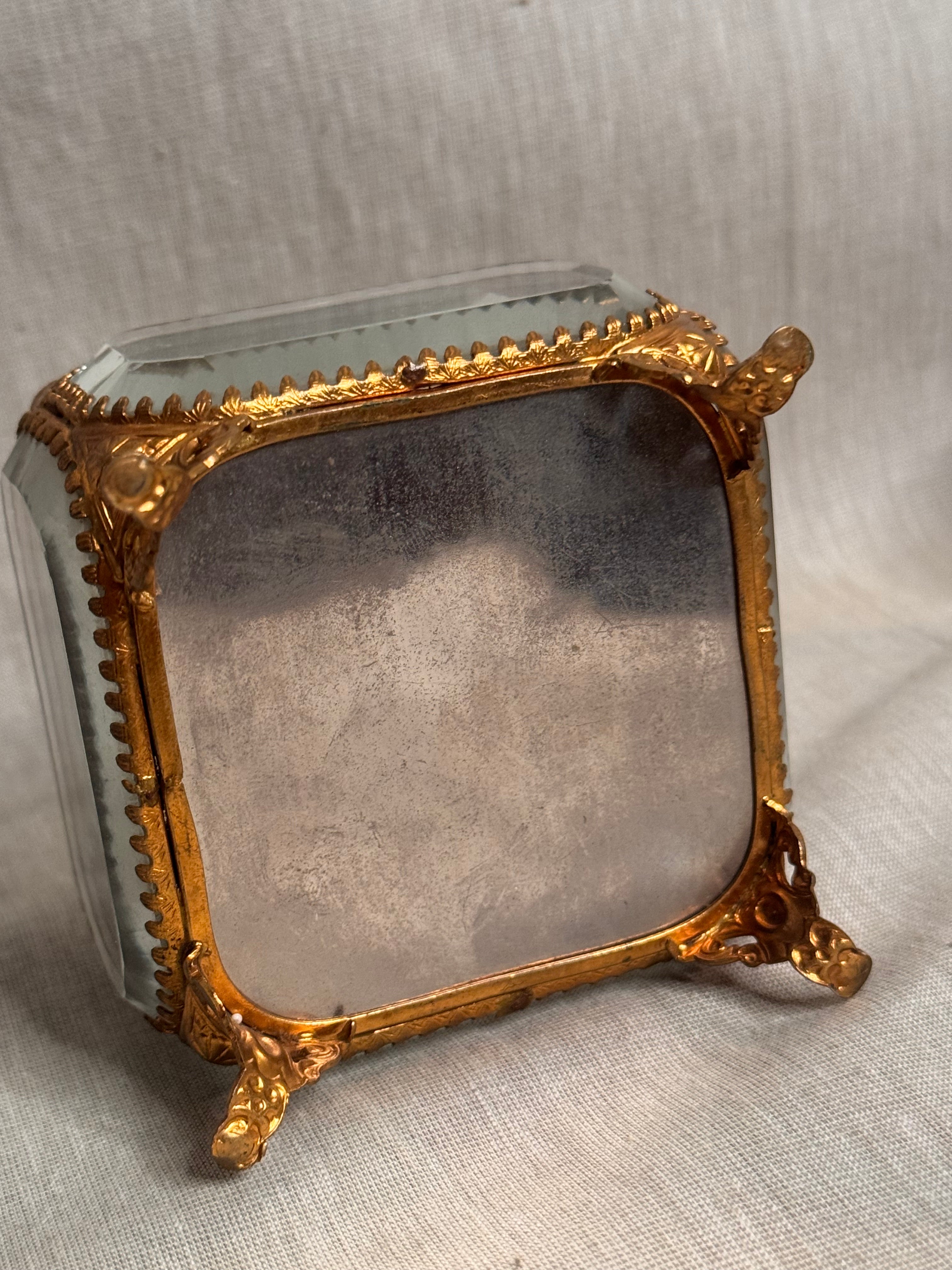 19th c ormolu and glass jewelry casket