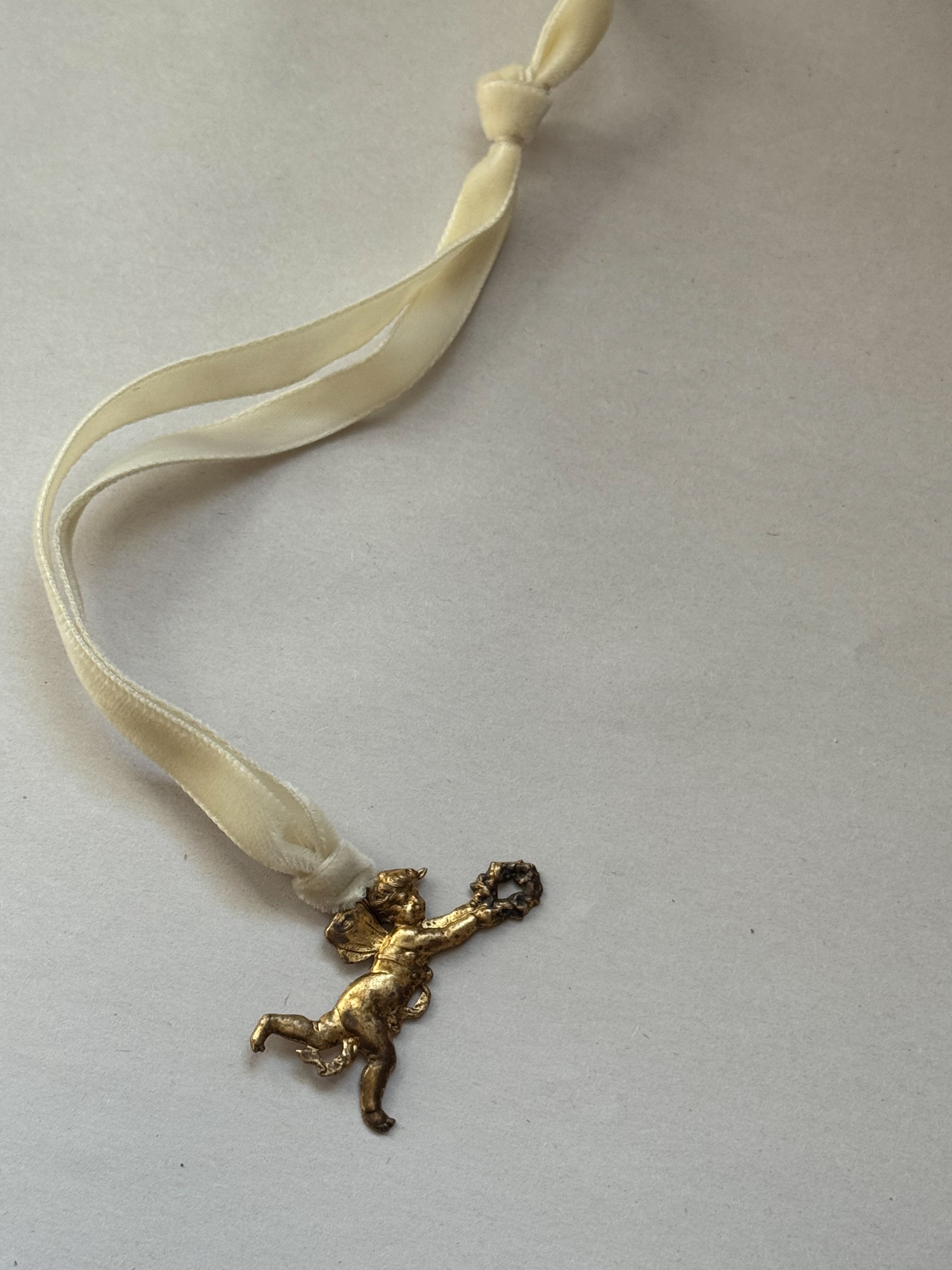 C: Antique French Escutcheon/Salvage Ornament on Antique Ribbon — Paris