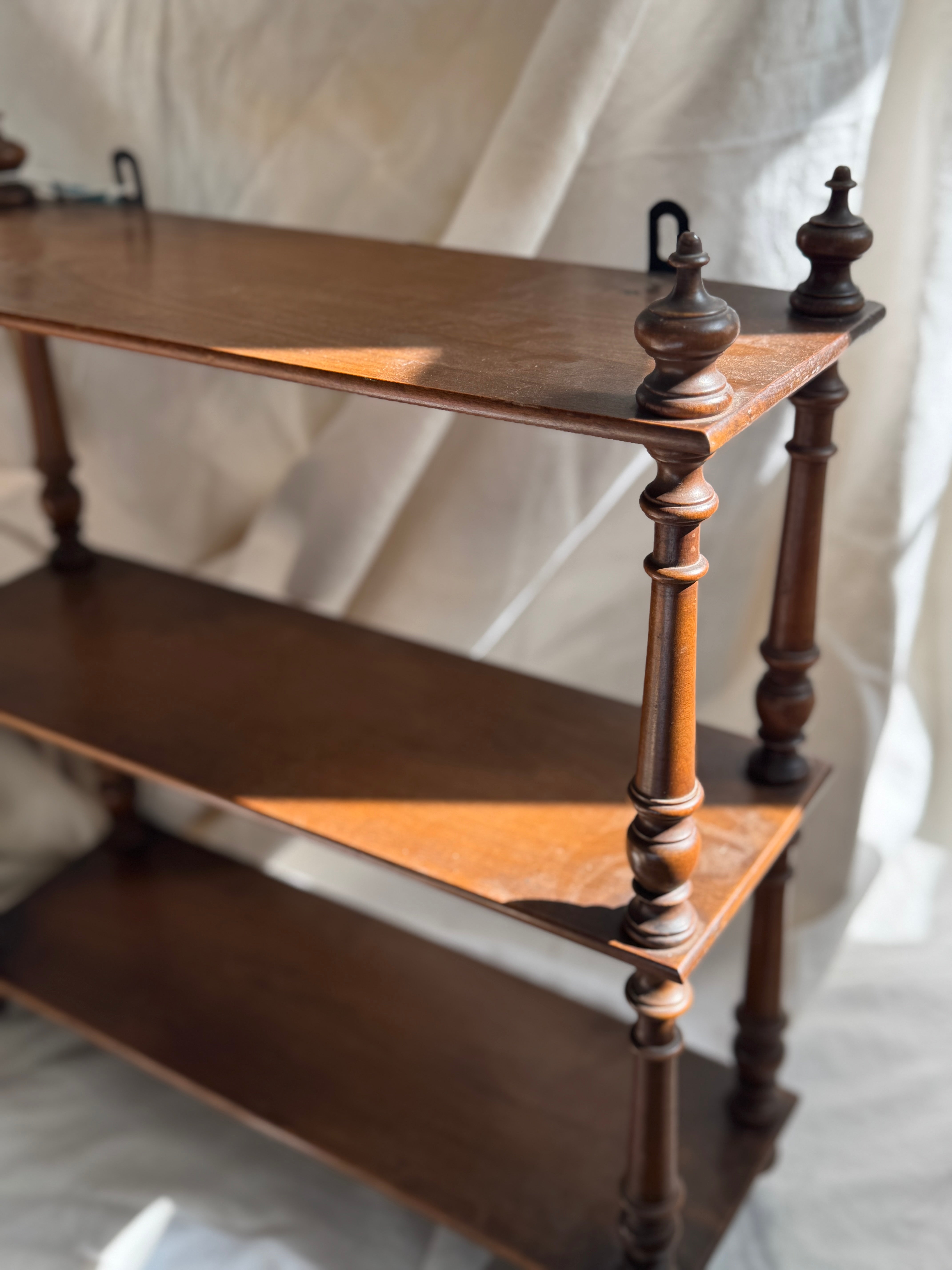 French Turned-Wood Bobbin Shelf