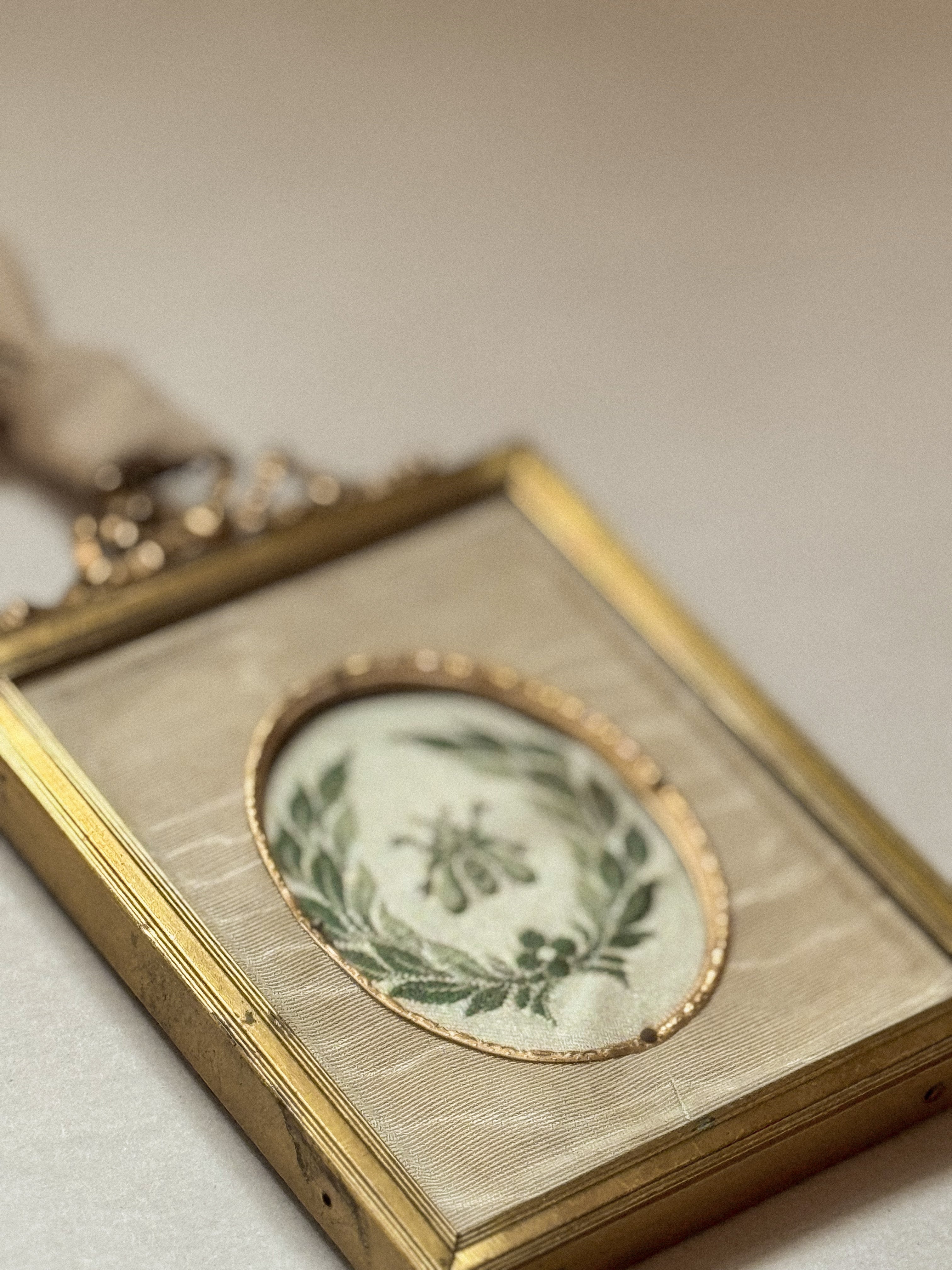 Antique Silk Moiré Frame Ornament