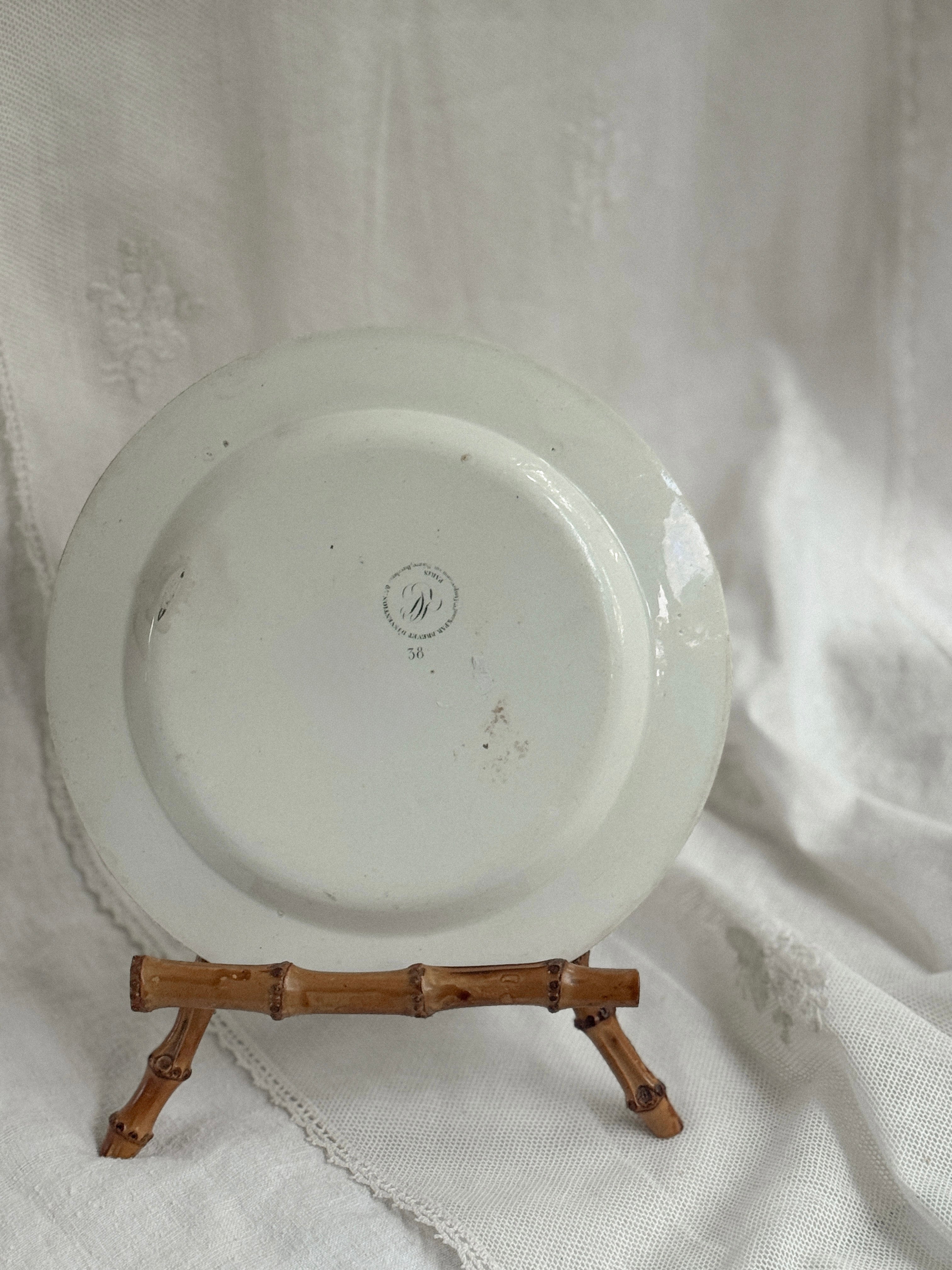 Antique French Faience History Plate, Règne de Raoul Duc de Bourgogne, Manufacture de Creil