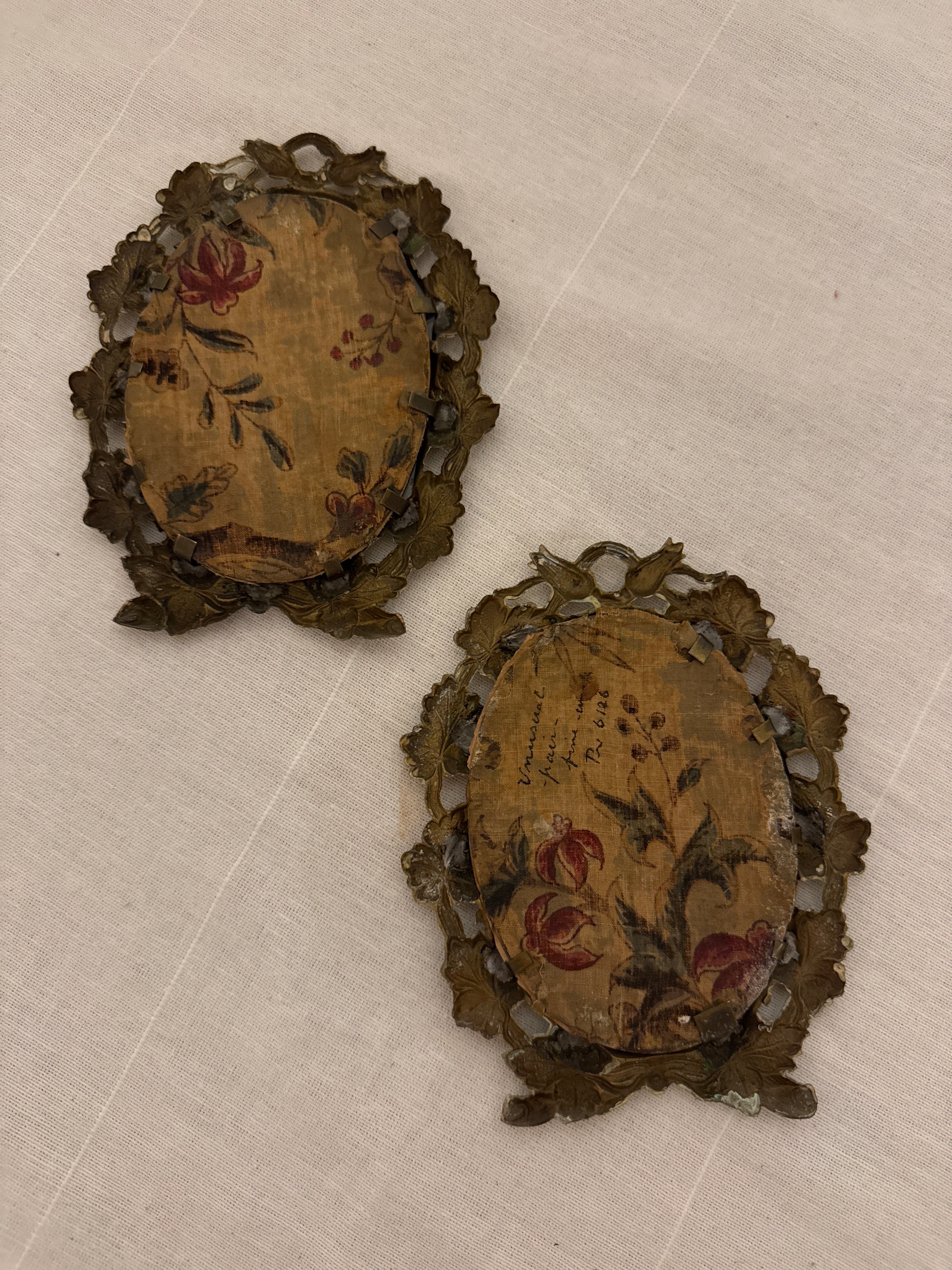 Pair of 19th-Century Silhouette Portraits in Romantic Brass Frames
