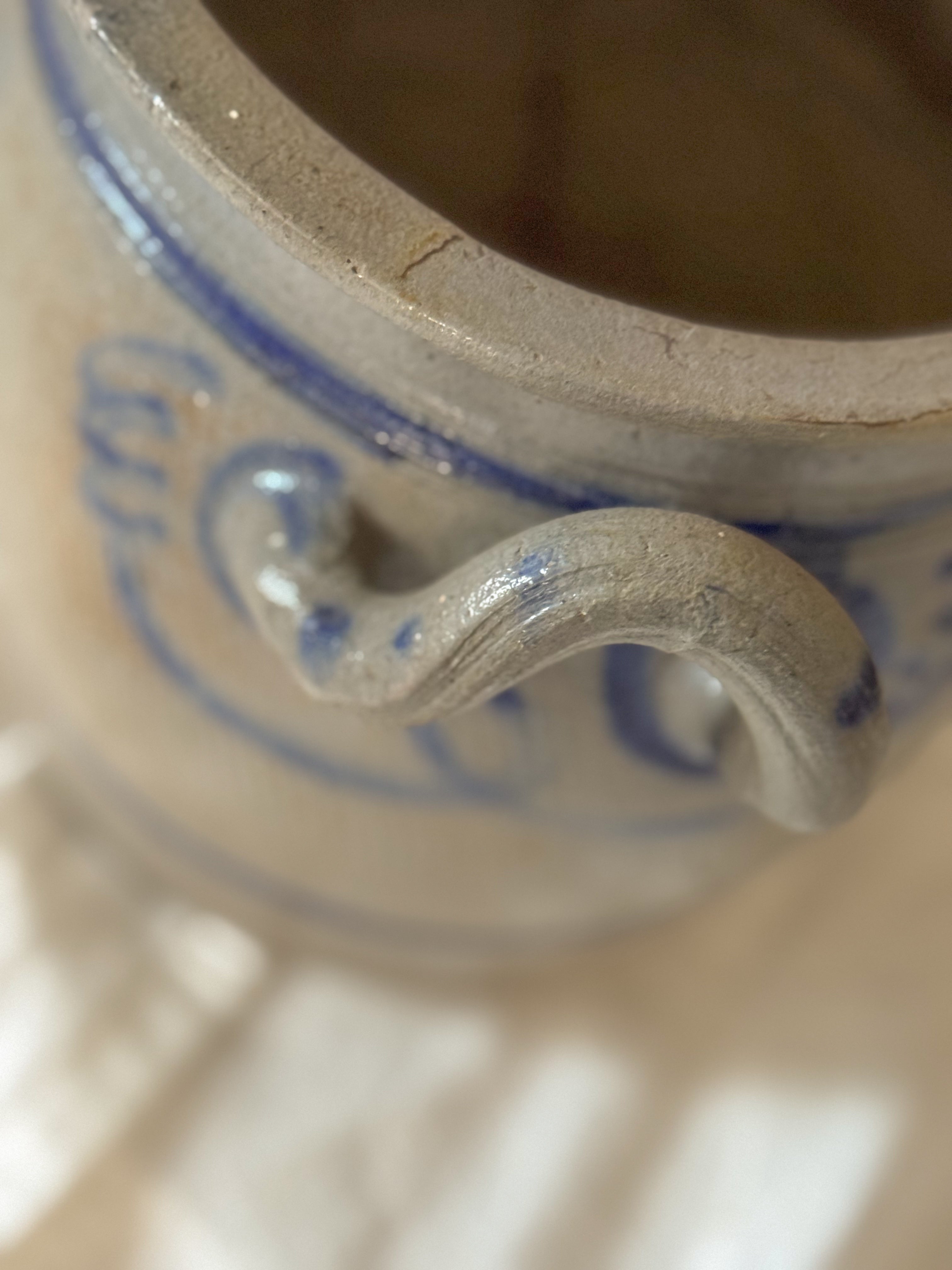 Large Antique French Salt-Glazed Stoneware Confit Pot