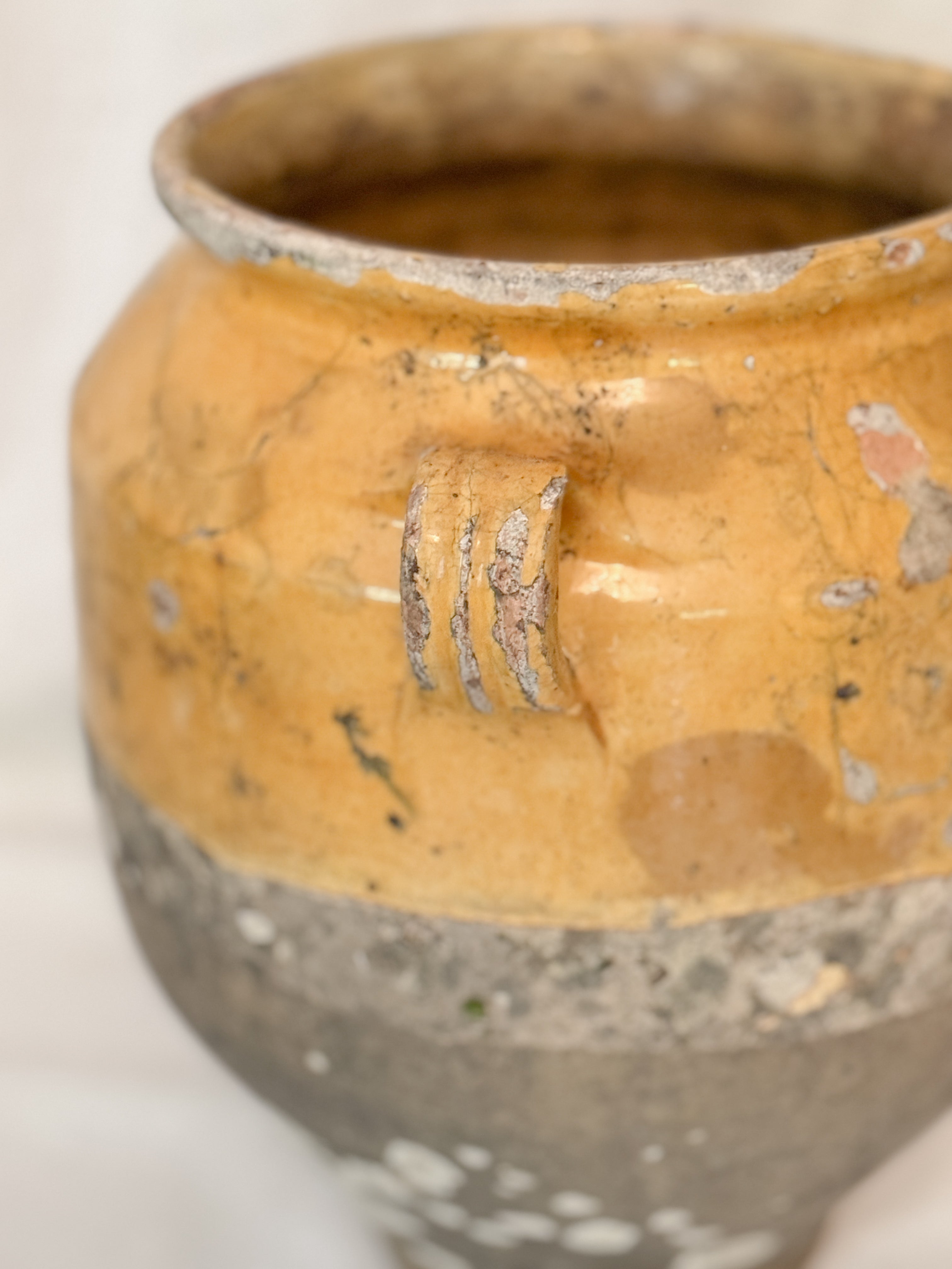 Large French Confit Pot, Yellow Glaze