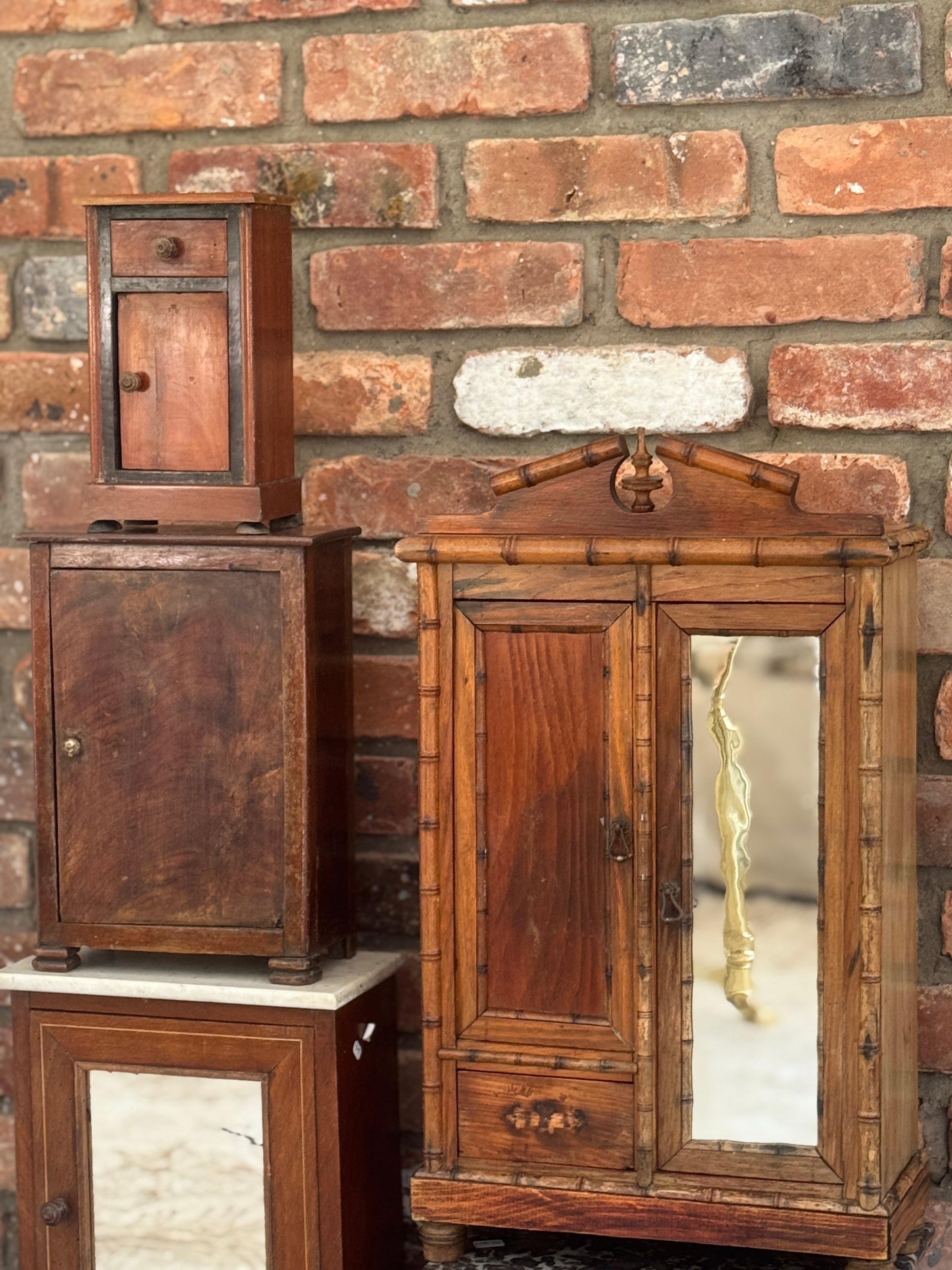 Antique French Miniature Ebonized Cabinet (Chevet), Napoléon III