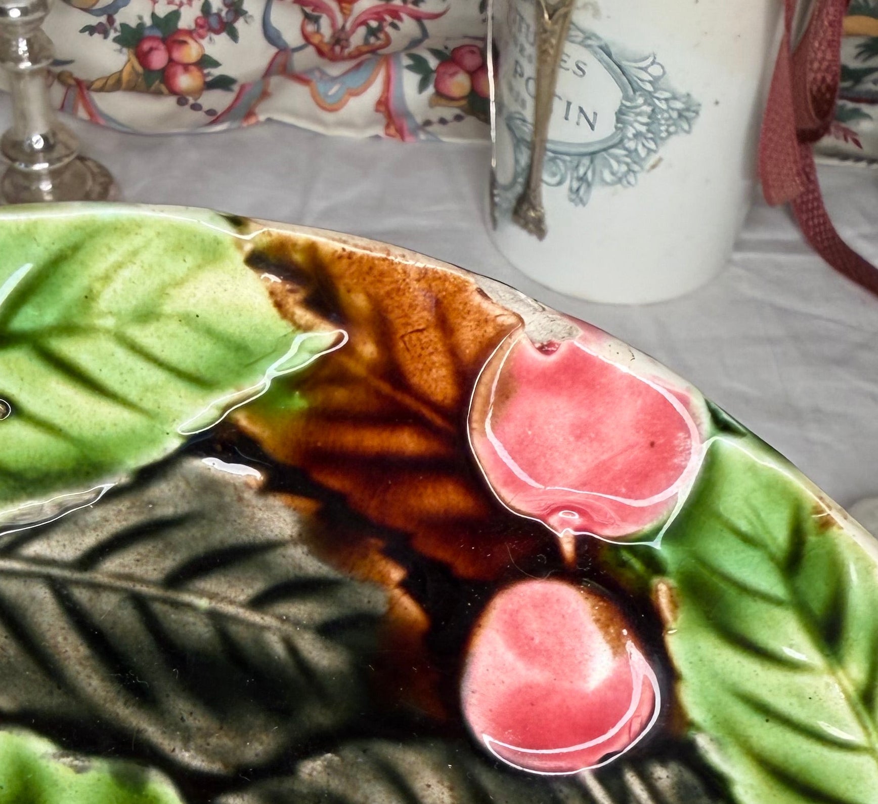 Antique French majolica plate B - imperfect