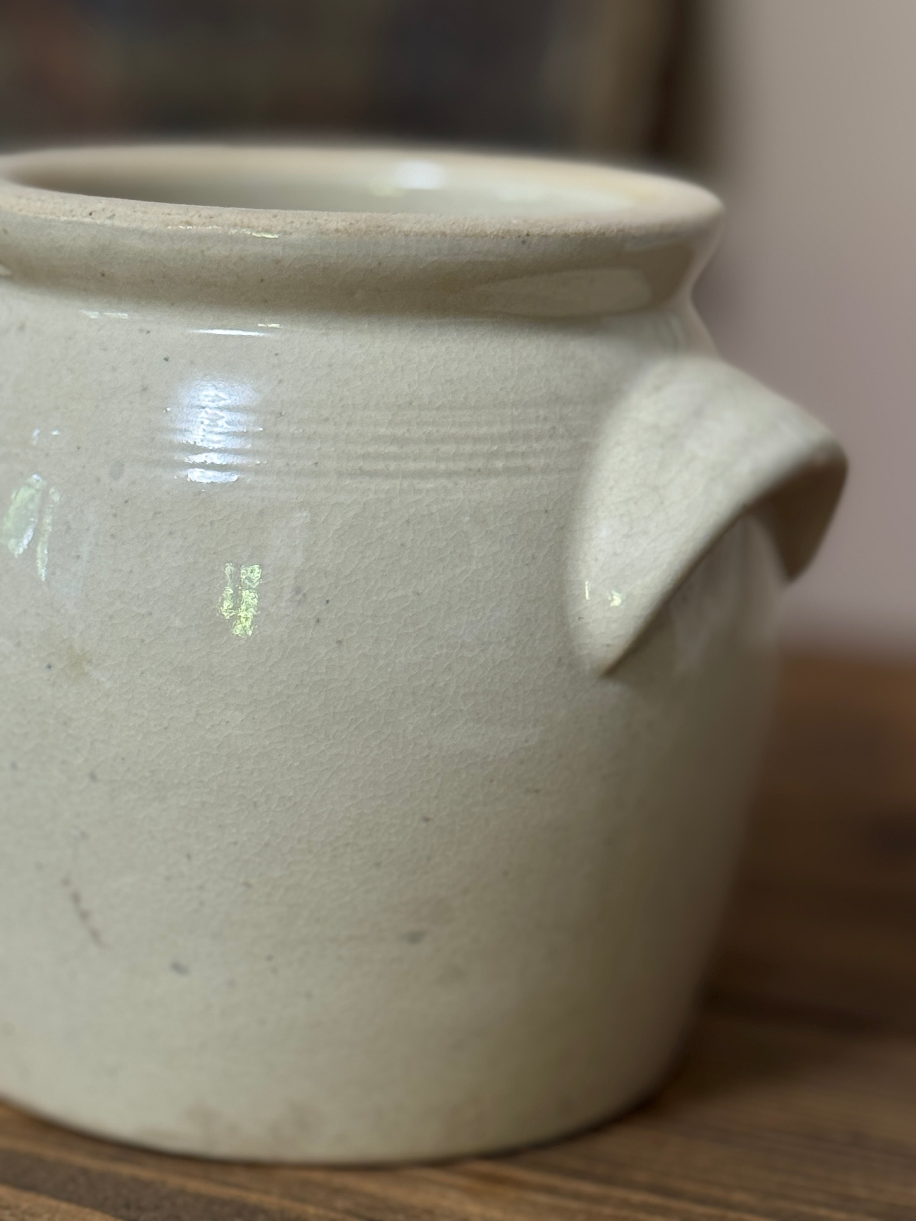 Antique French Confit Pot with Ear Handles, Small