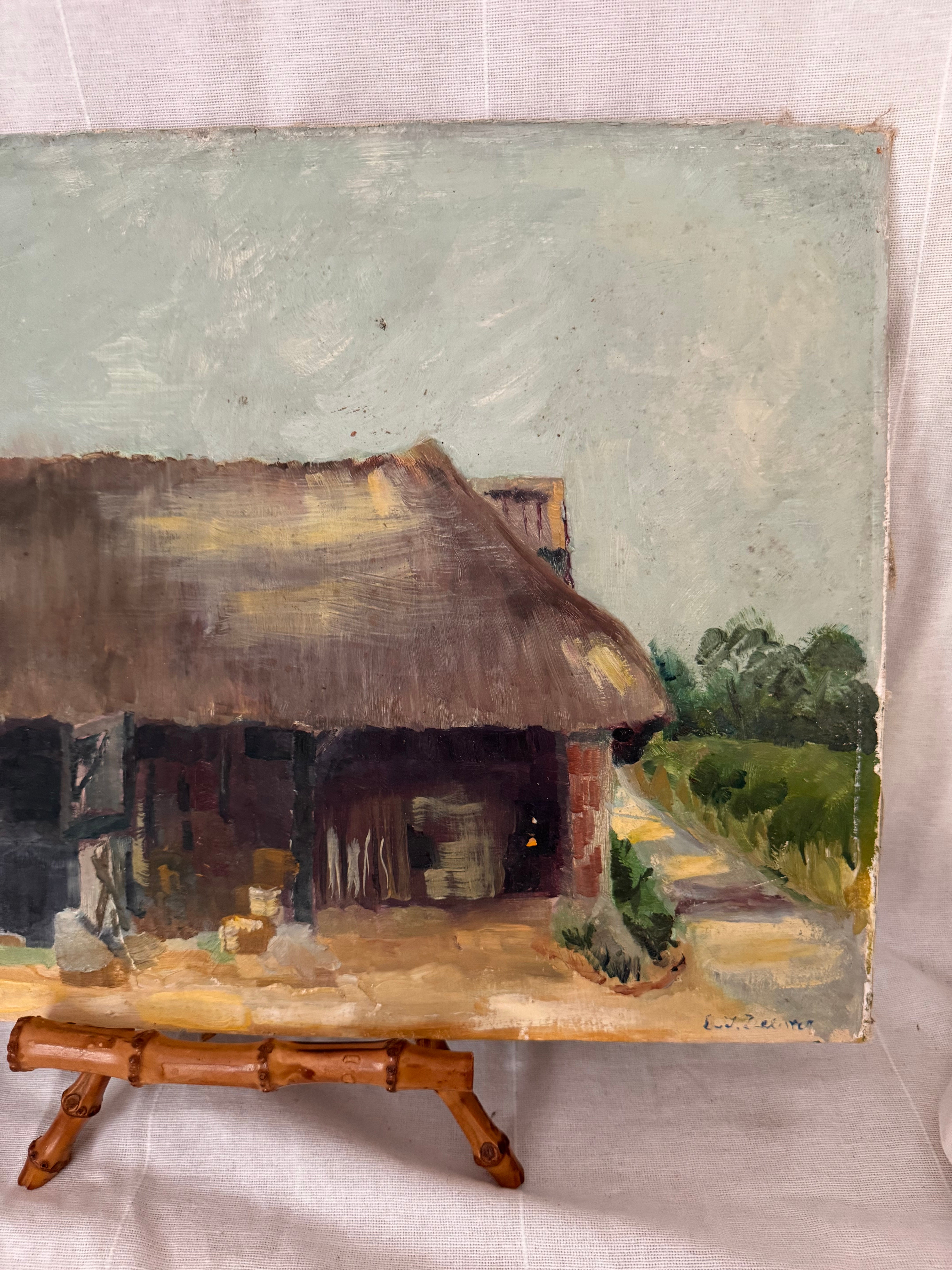 Antique signed oil on canvas on board