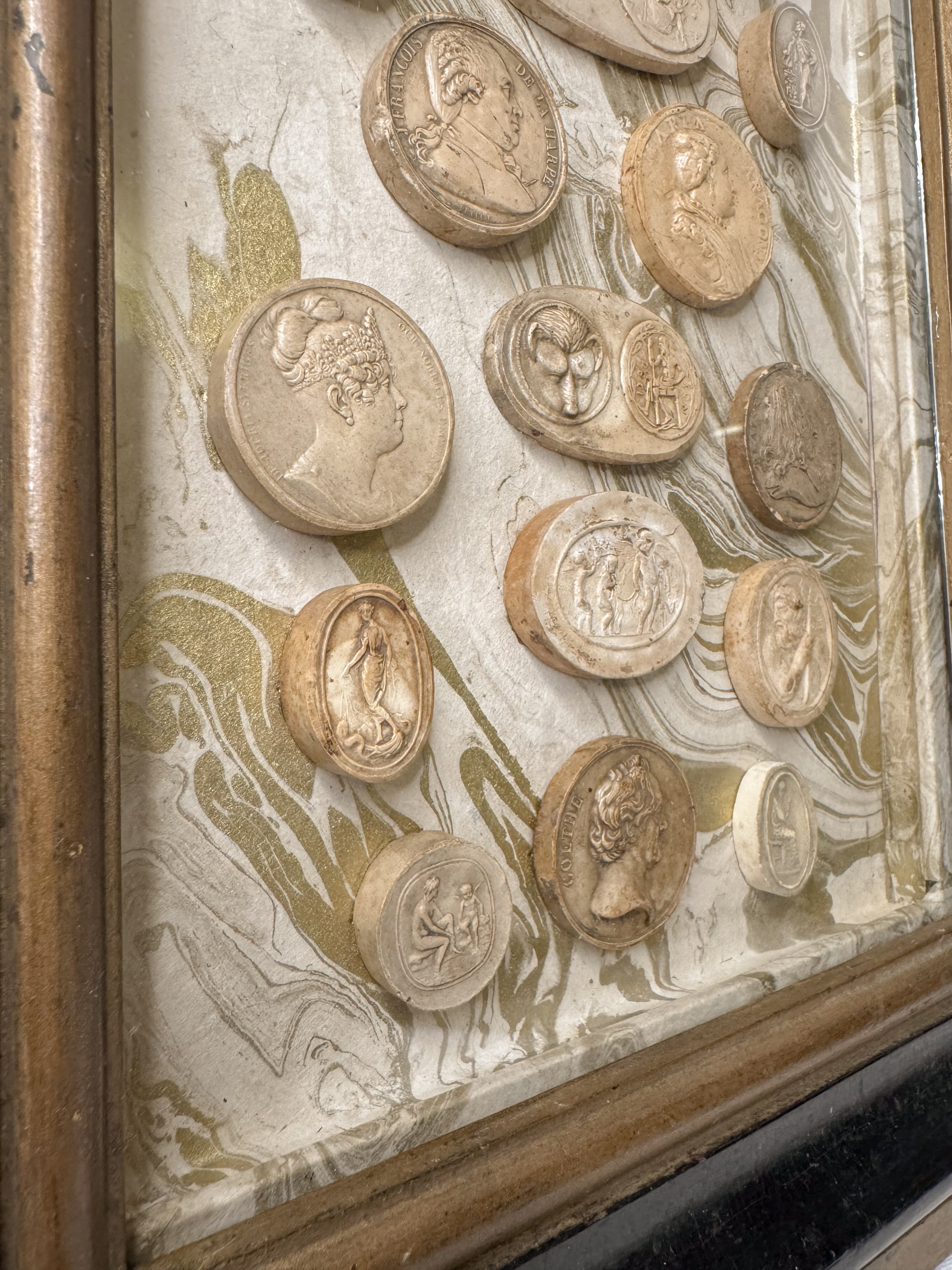19th-Century Framed Plaster Relief Medallions