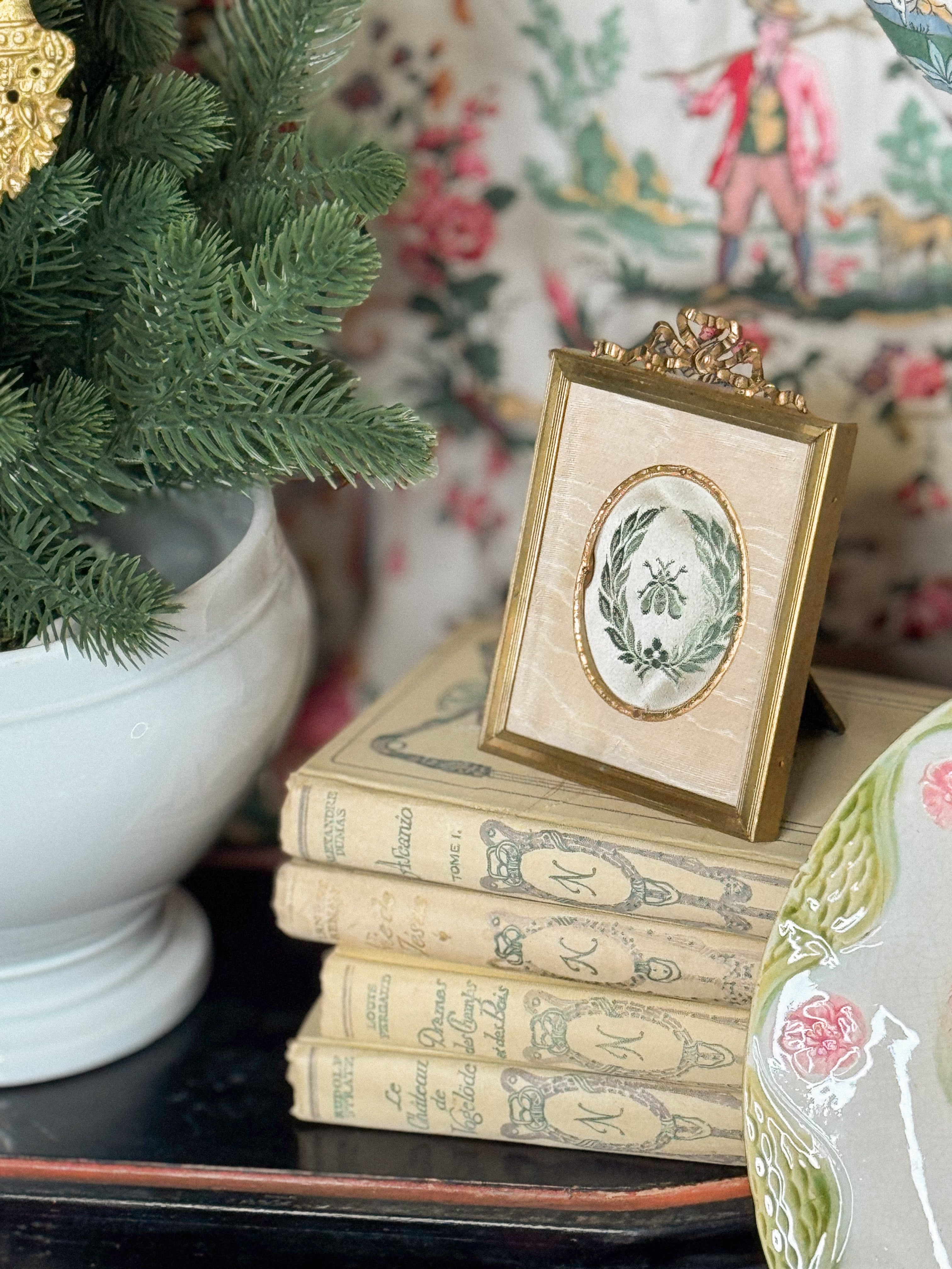 Antique Silk Moiré Frame Ornament