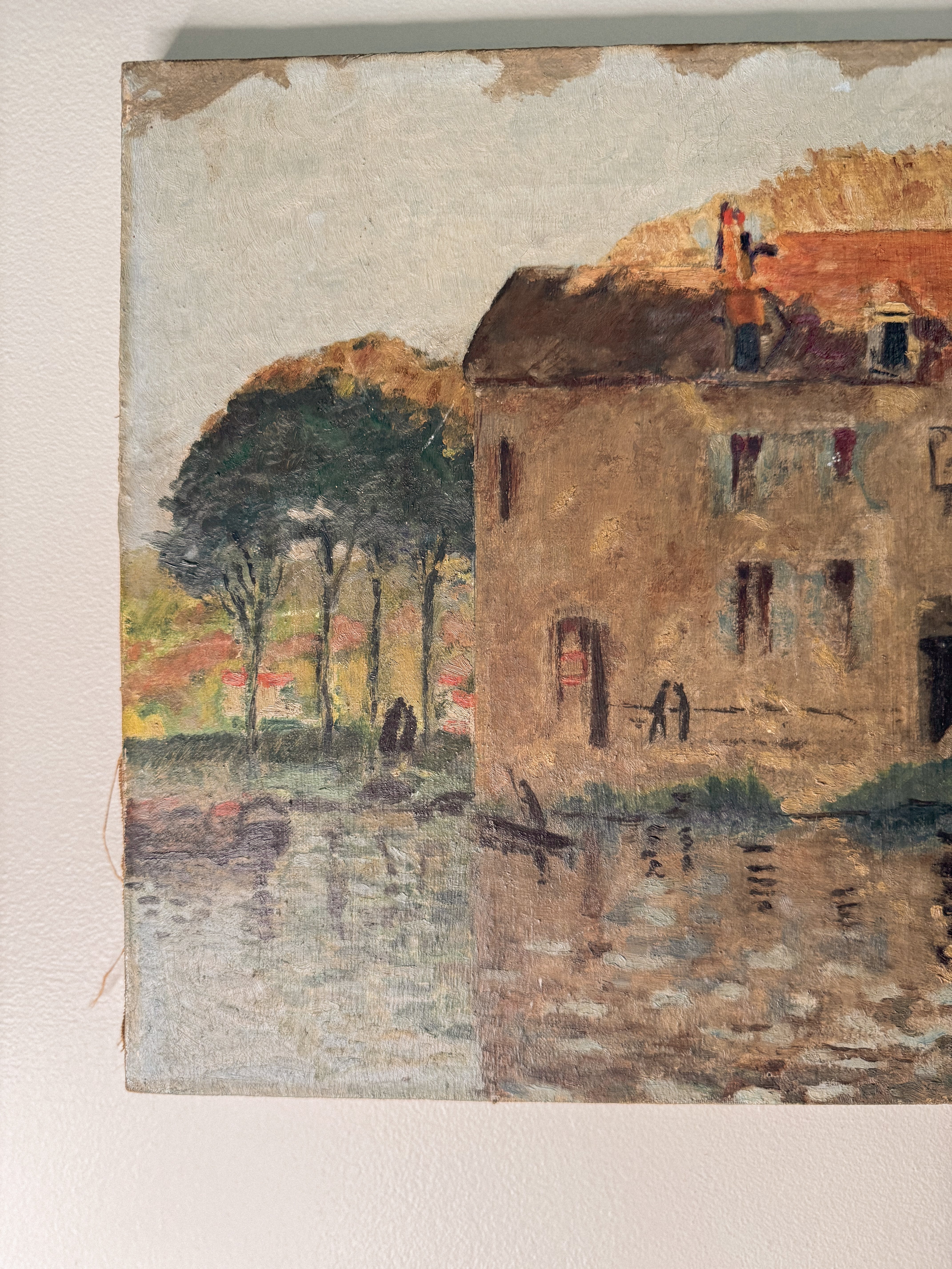 Oil on Canvas of a French River Scene, ca. 1890–1920