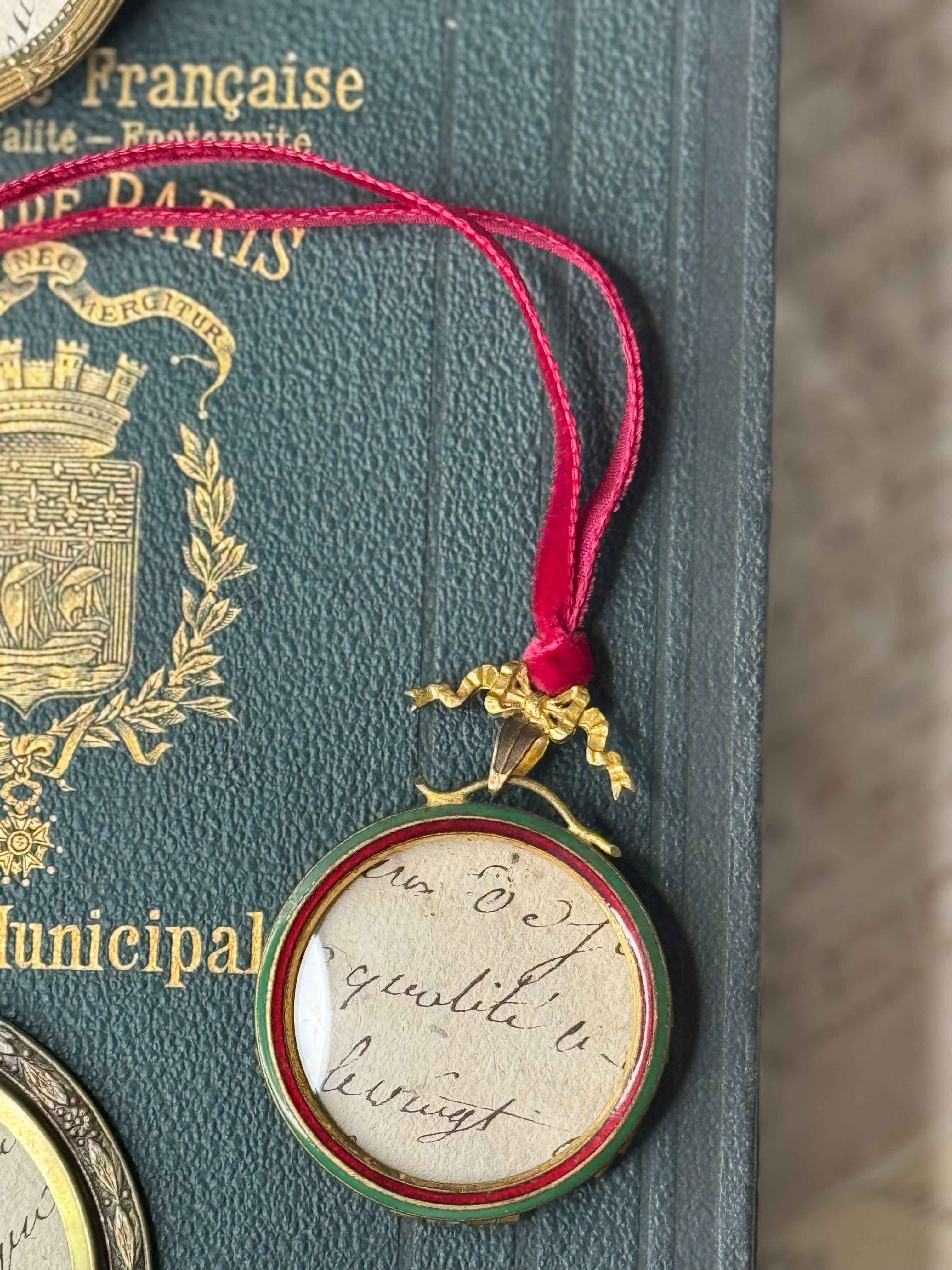 Antique French Painted Miniature Lapel Frame Ornament