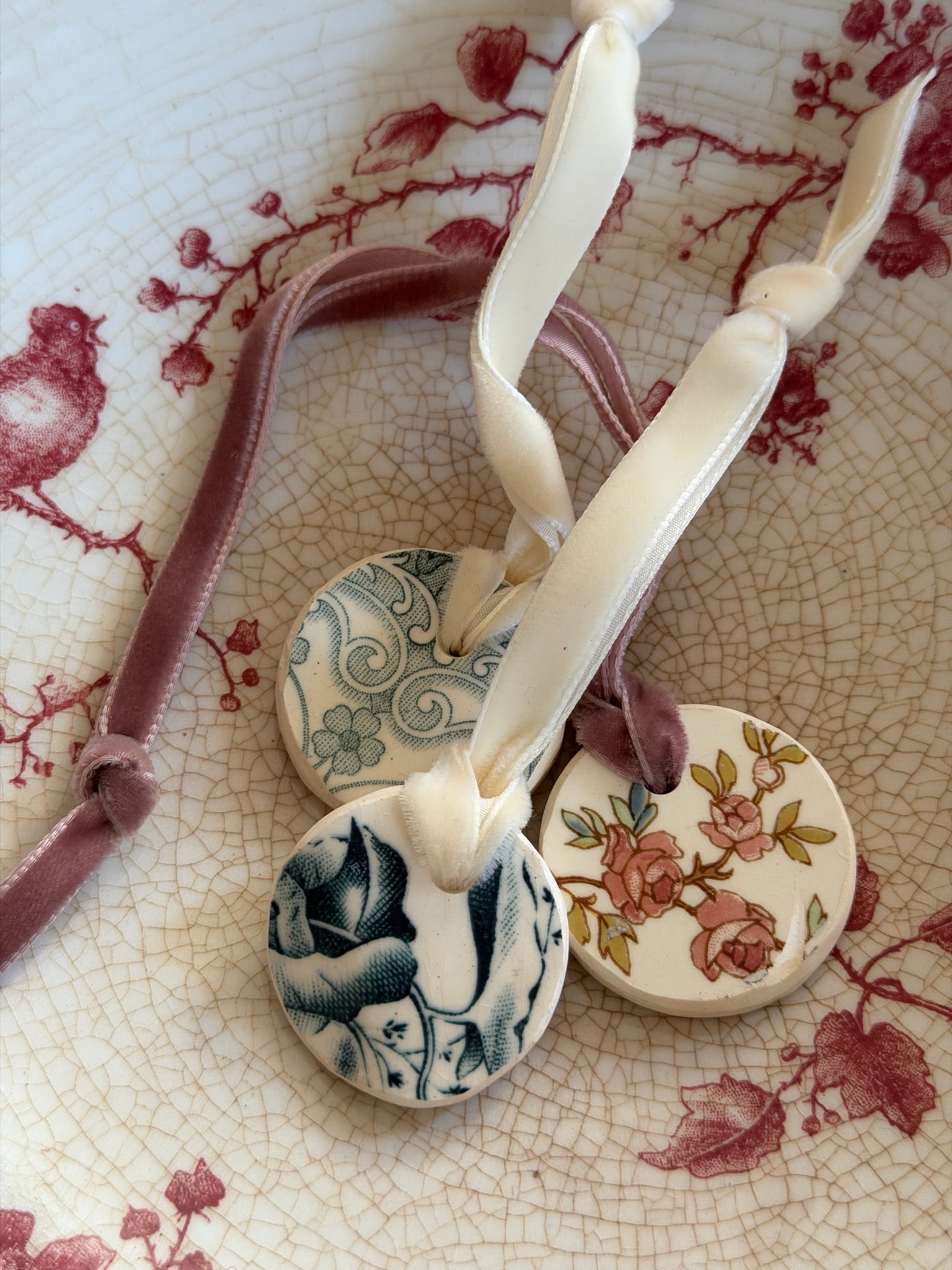 Antique plate fragment ornament - small