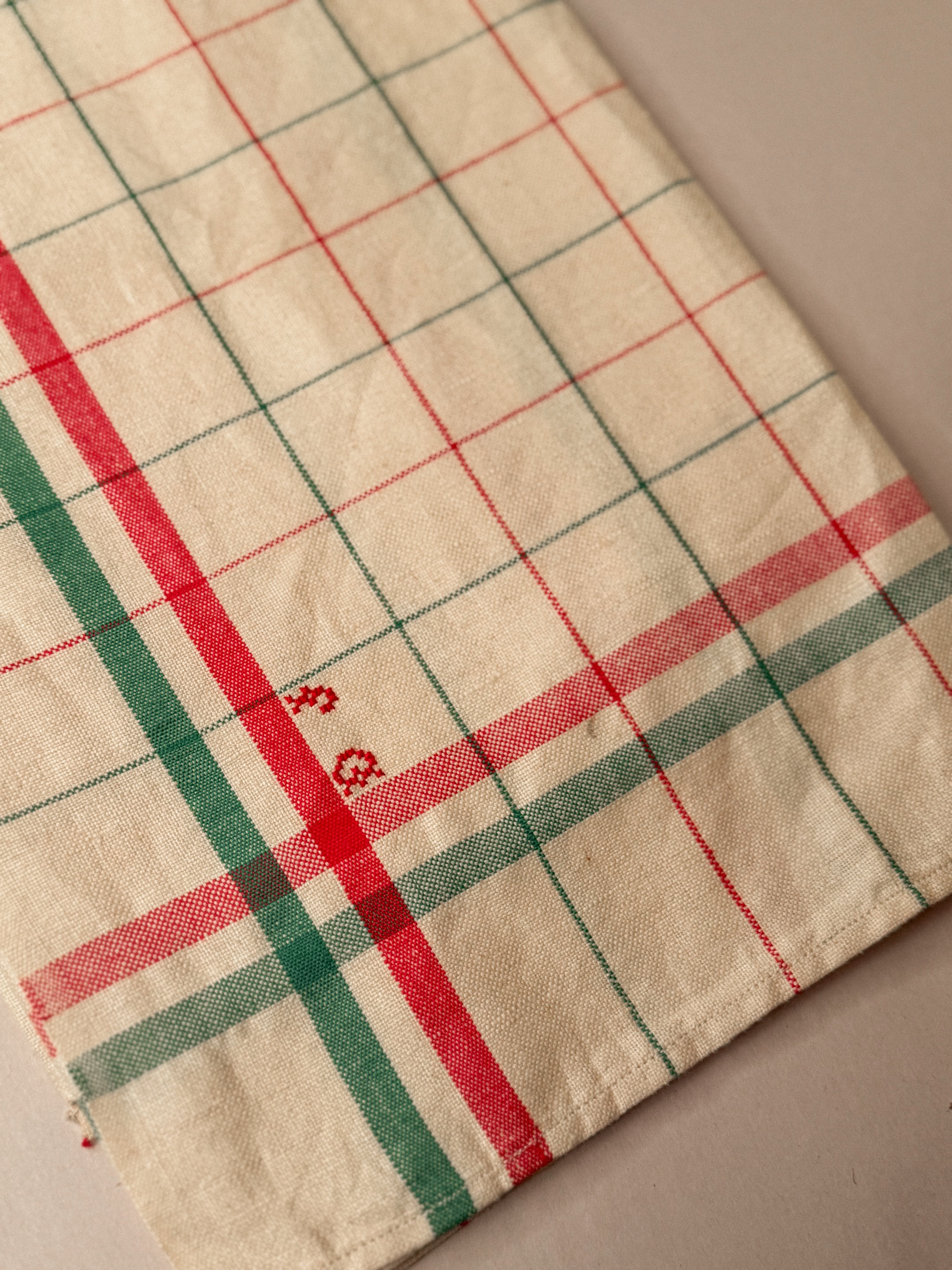 Vintage French Monogrammed Torchon (Set of 2), Circa 1940s