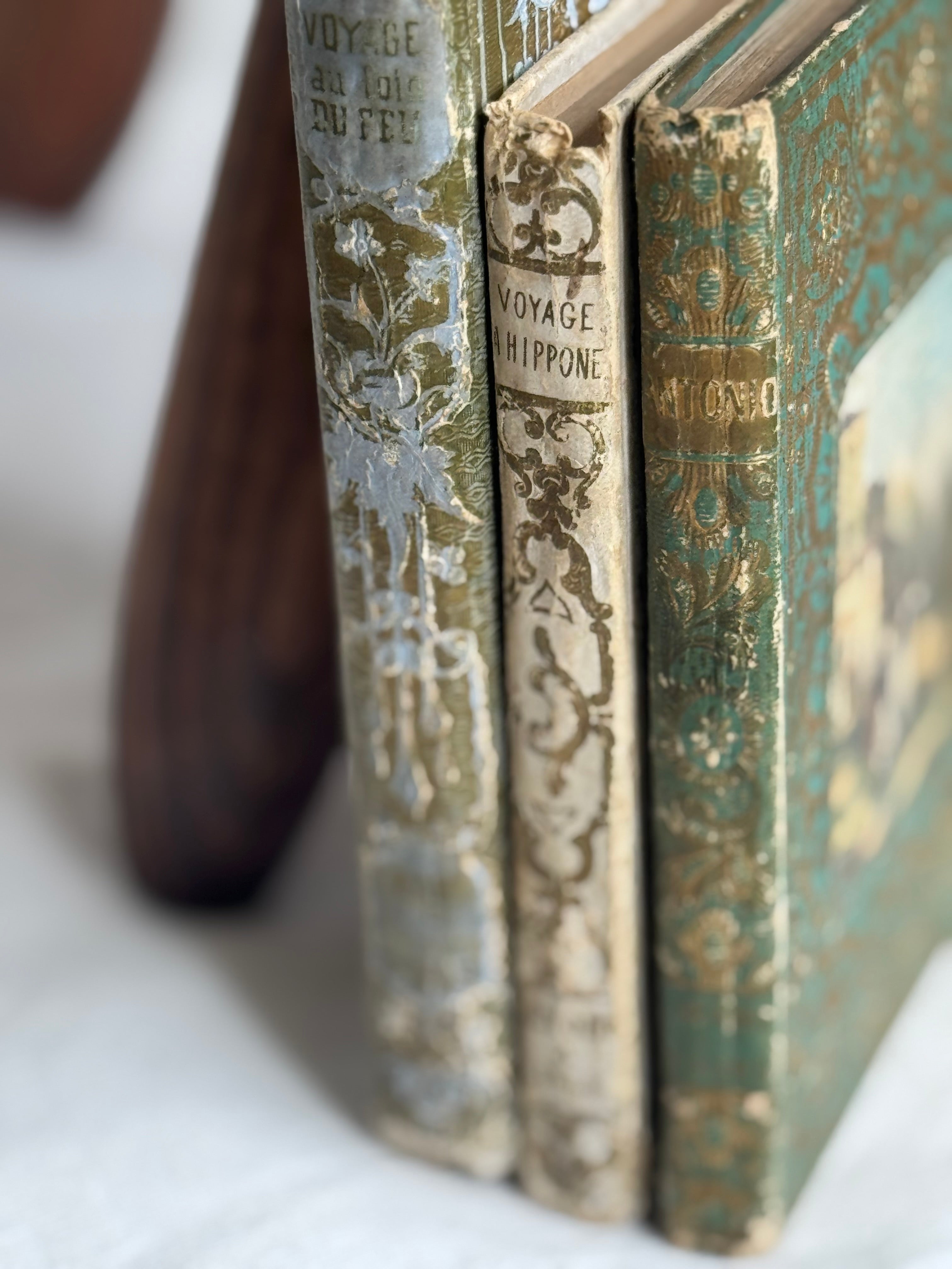 19th c Cartonnage Book Set of 3