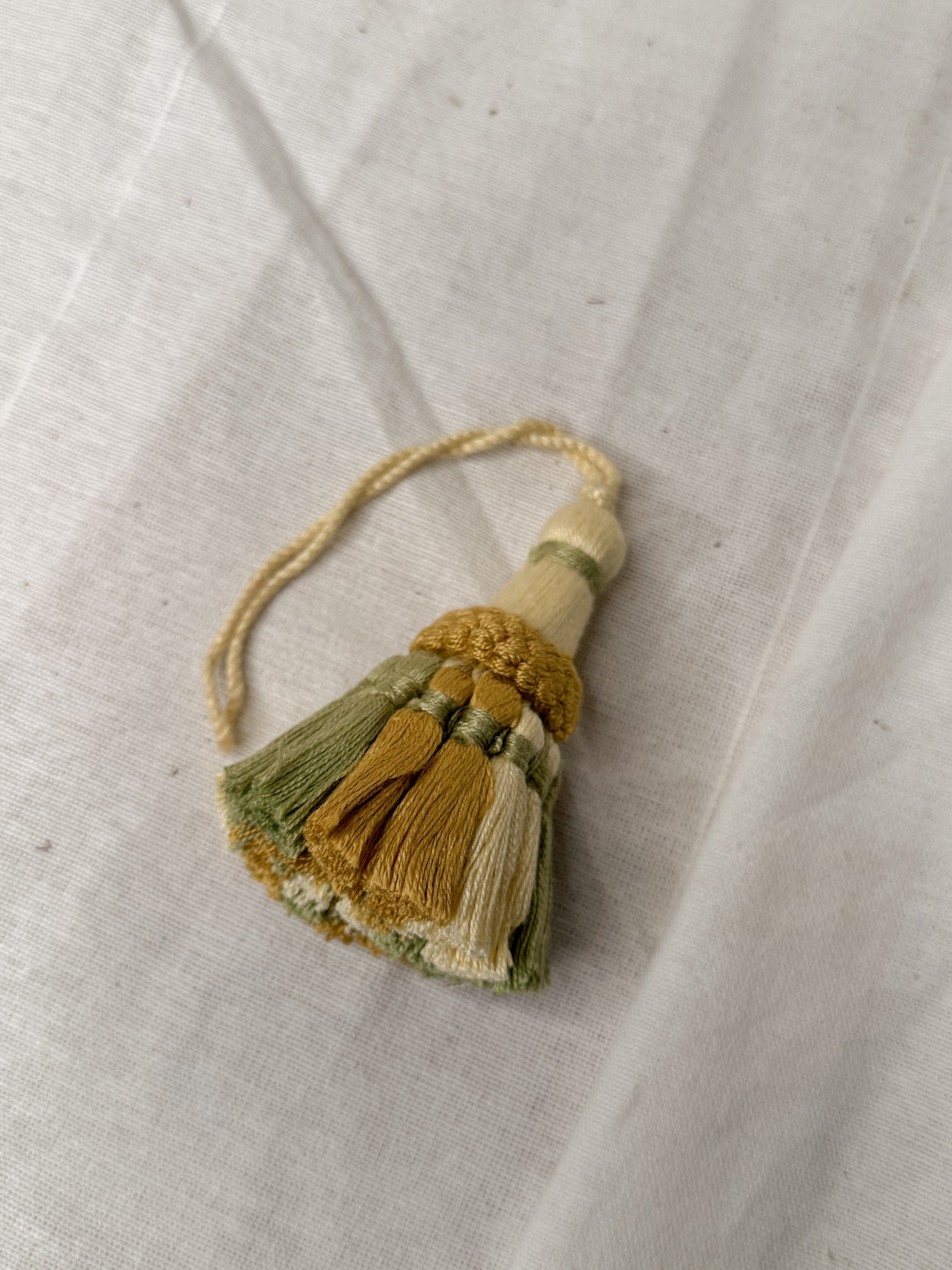 French Passmenterie Tassel in Celadon & Honey