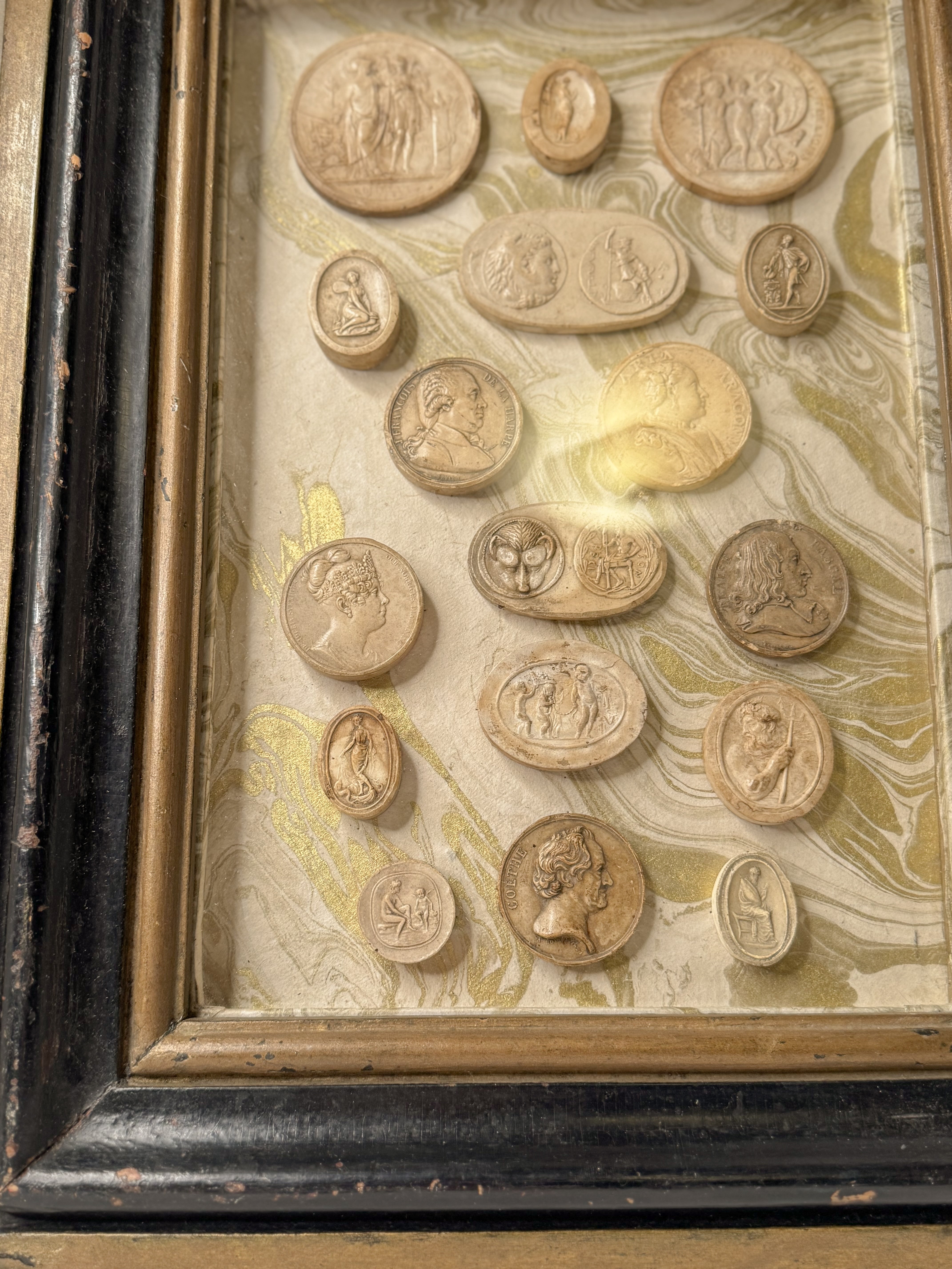 19th-Century Framed Plaster Relief Medallions