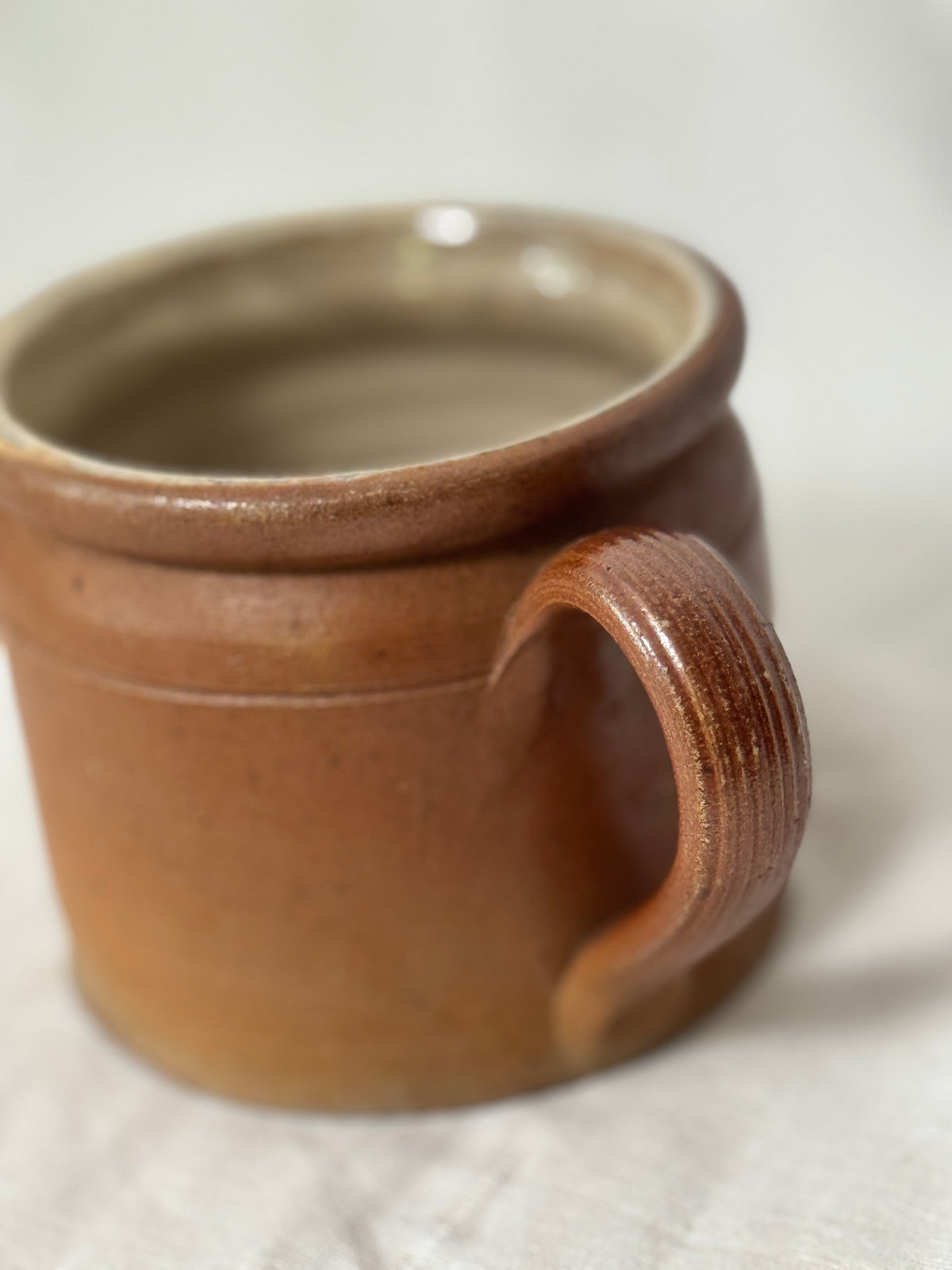 Vintage French Confit Pot, Ribbed Handle
