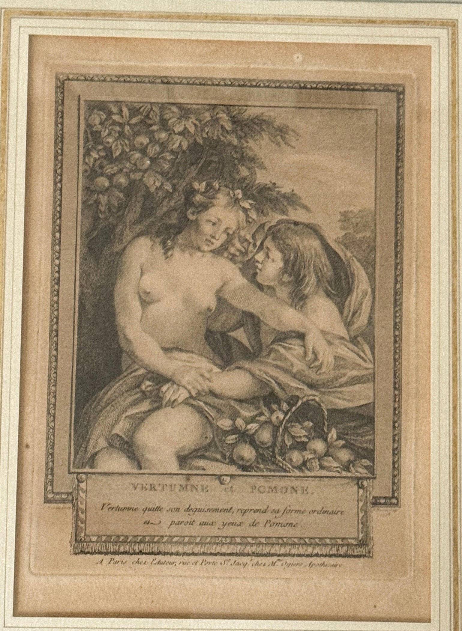 18th-Century French Engraving — Vertumne et Pomone