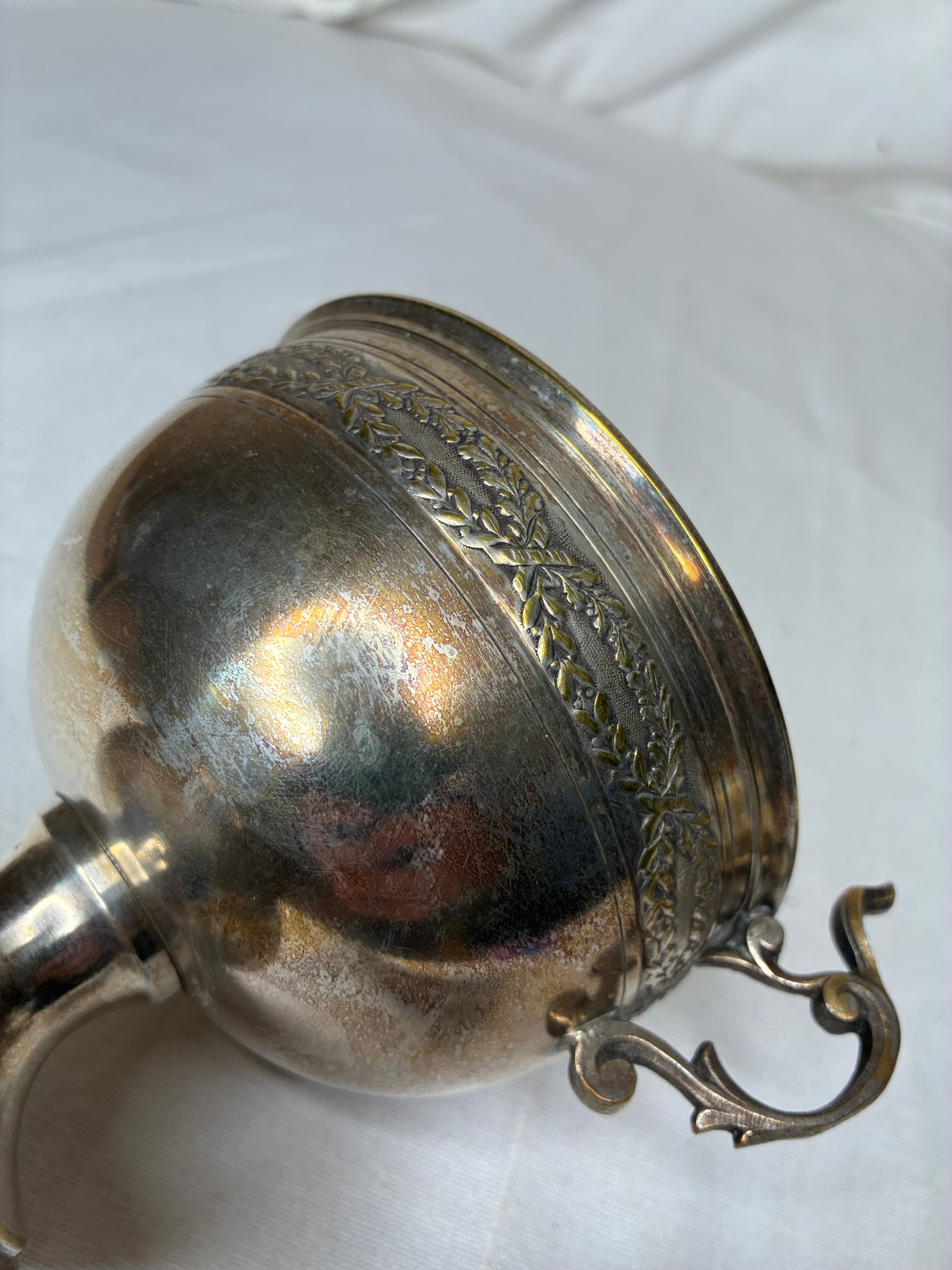 Antique French Silver-Plated Brass Sugar Bowl