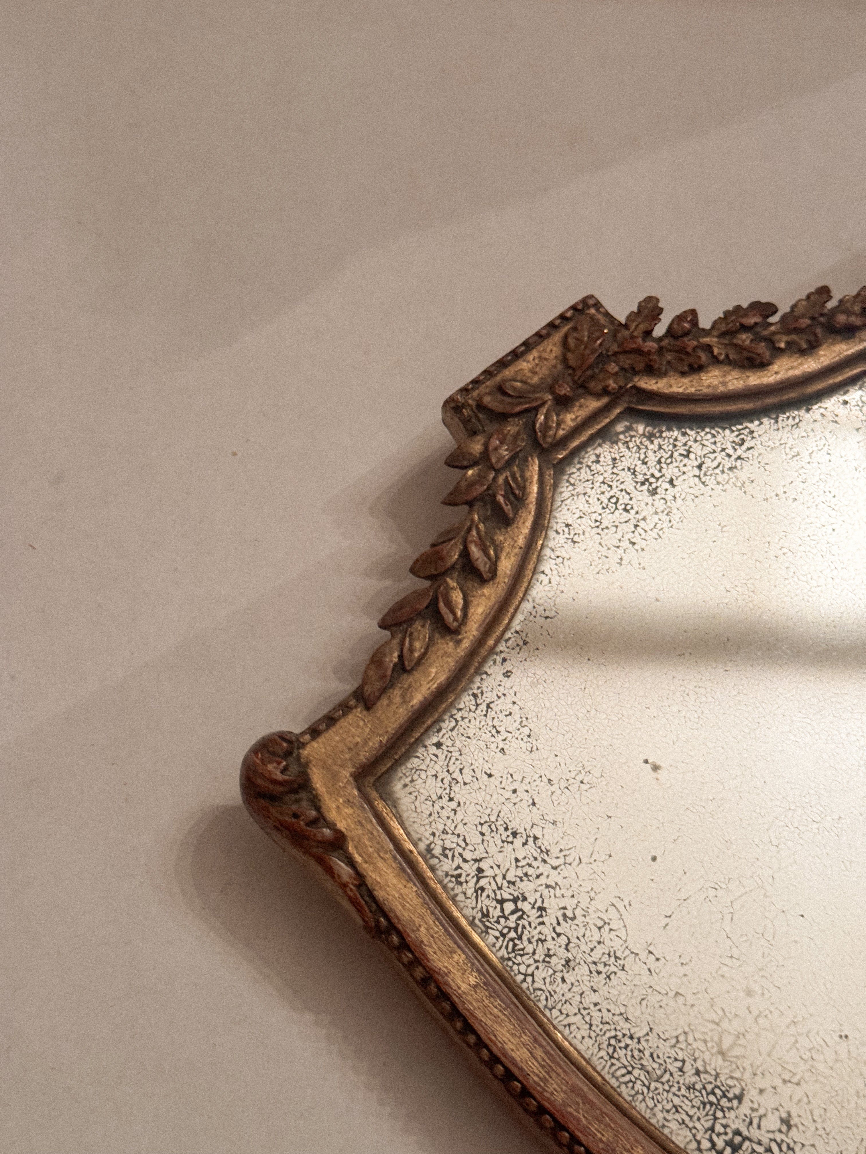Antique Louis XVI-Style Shield Mirror with Mercury Glass