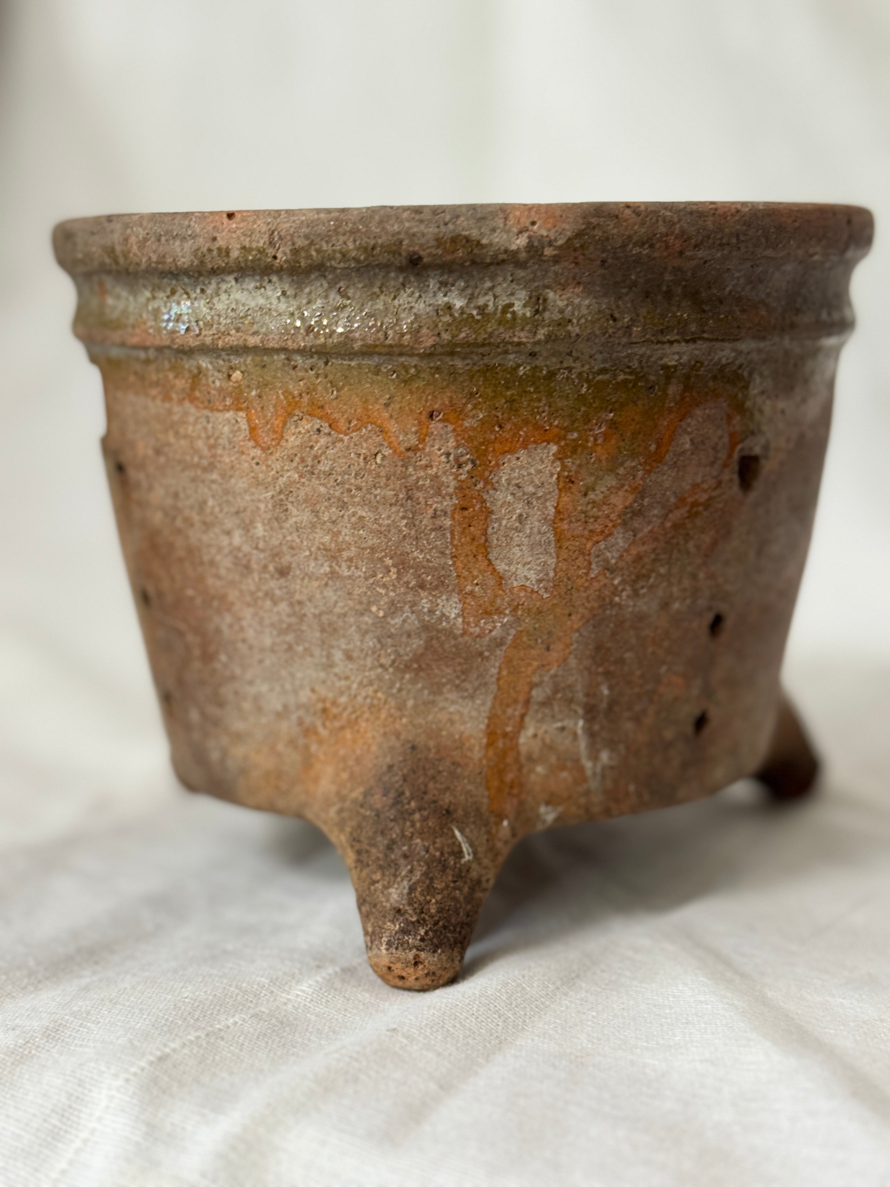 Antique French Terracotta Faisselle on Legs