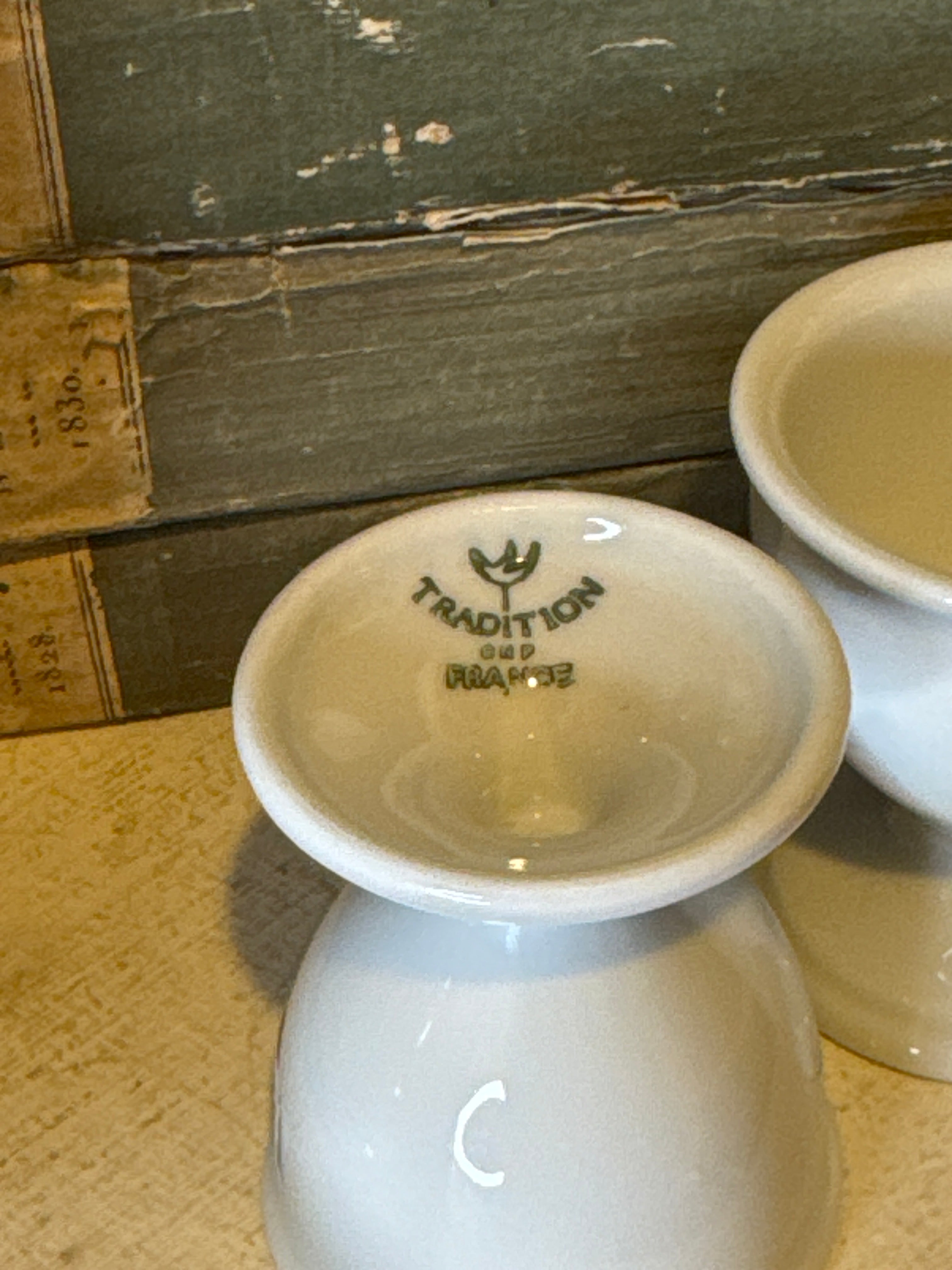 Vintage French Ironstone Egg Cup Set