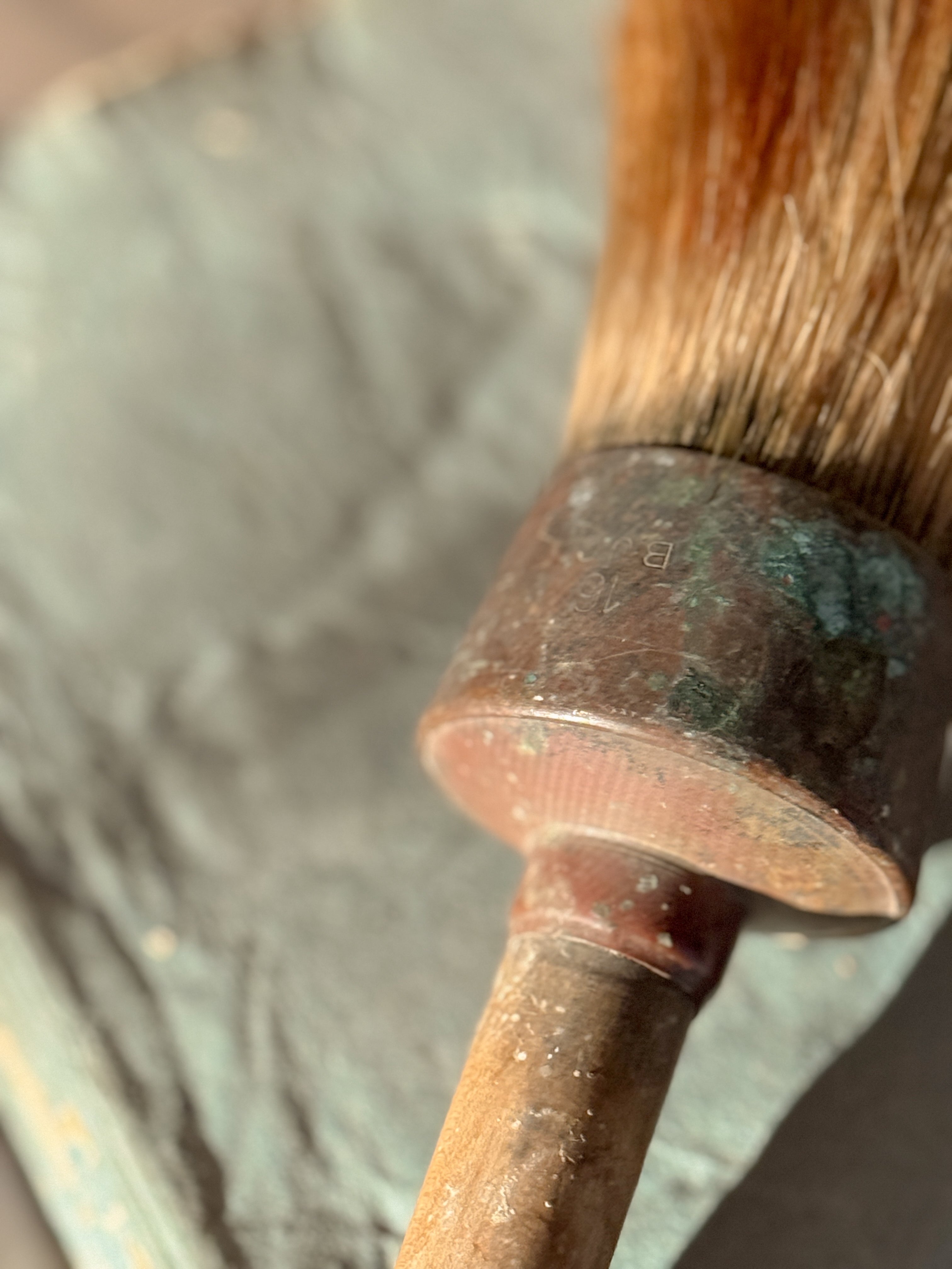 Antique French Painter's Brush, Copper Ferrule, 19th Century (Large)