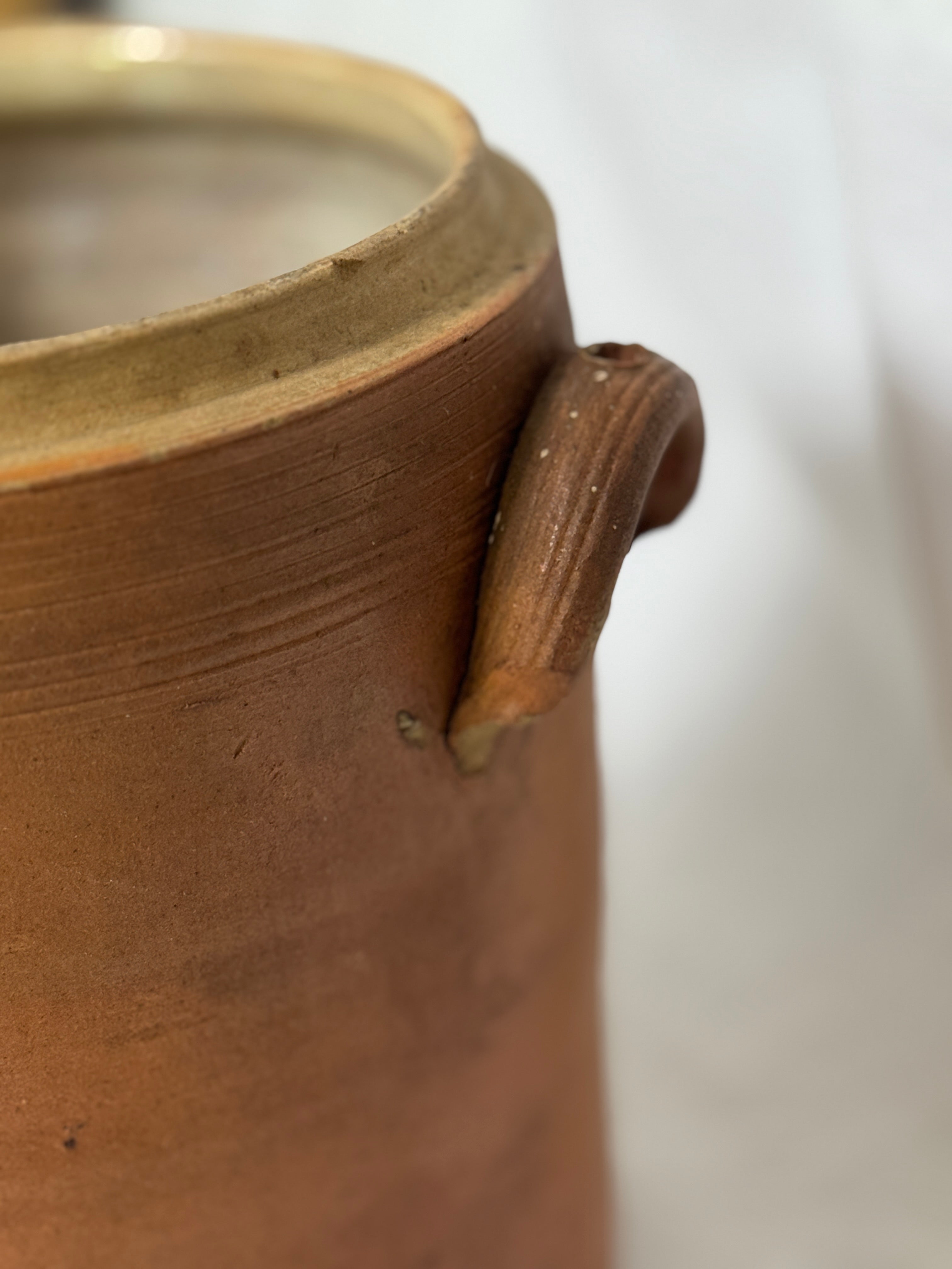 Antique French Confit Pot with Ear Handles, Large