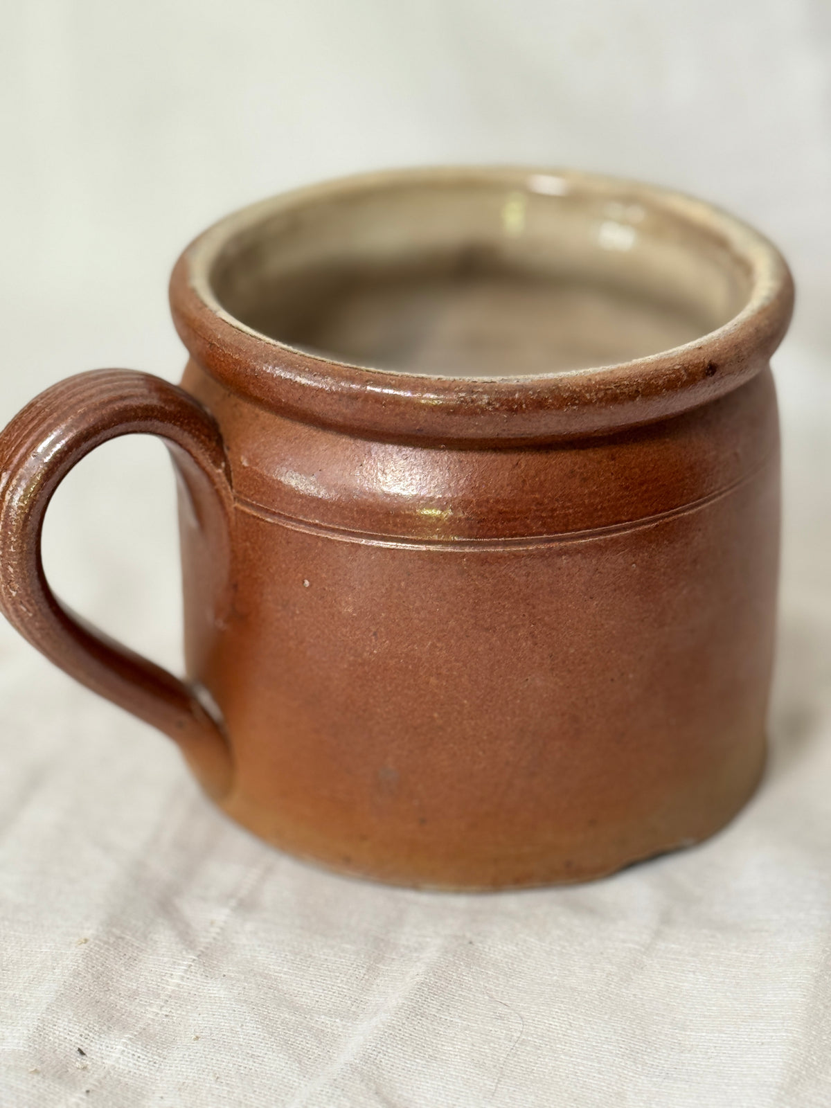 Vintage French Confit Pot, Ribbed Handle