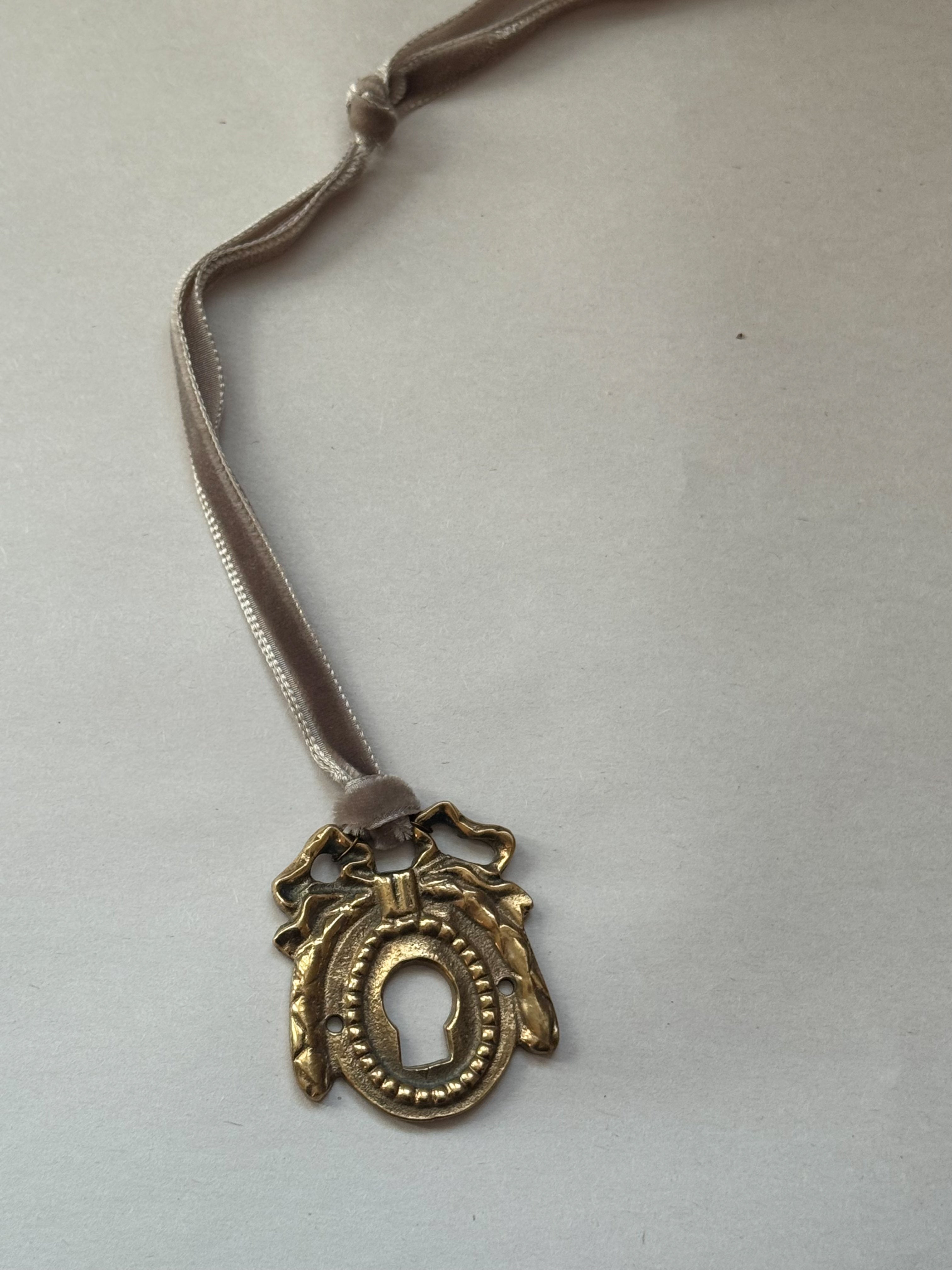 K: Antique French Escutcheon/Salvage Ornament on Antique Ribbon — Paris