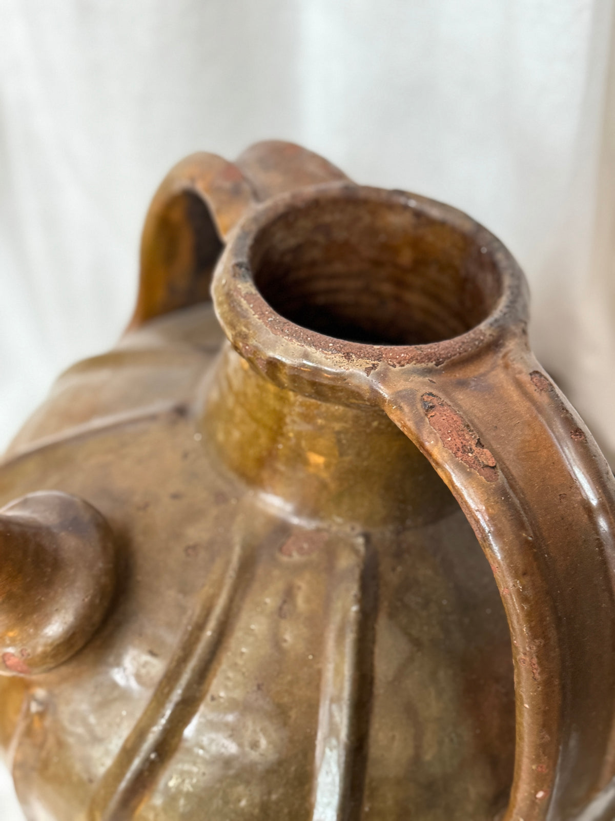 Antique French Walnut Oil Jug, Mélard à Bec, Two Handles