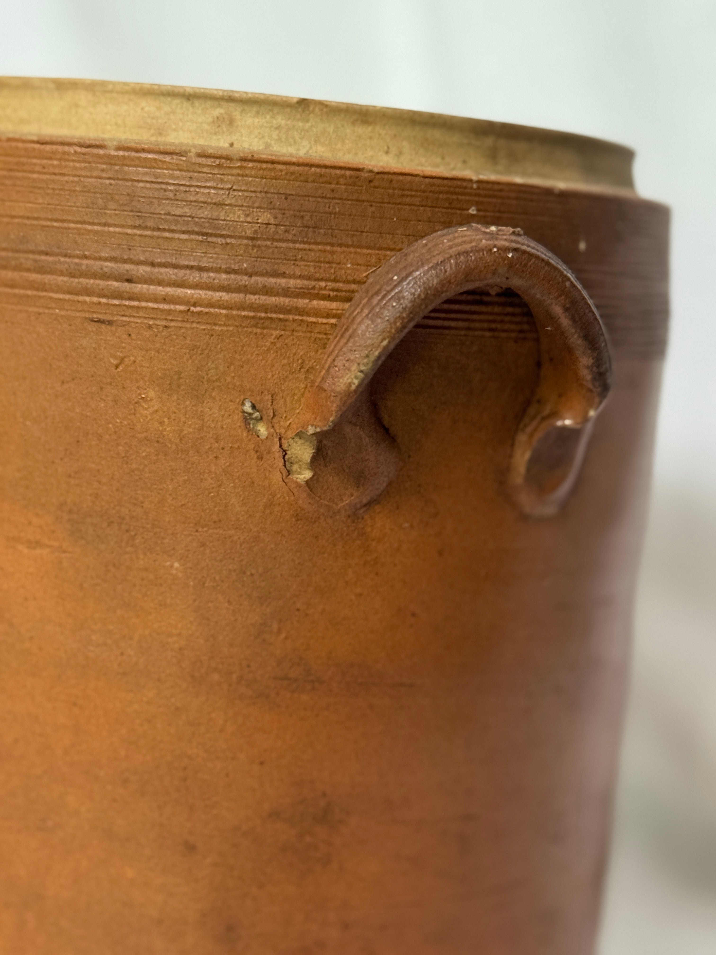 Antique French Confit Pot with Ear Handles, Large