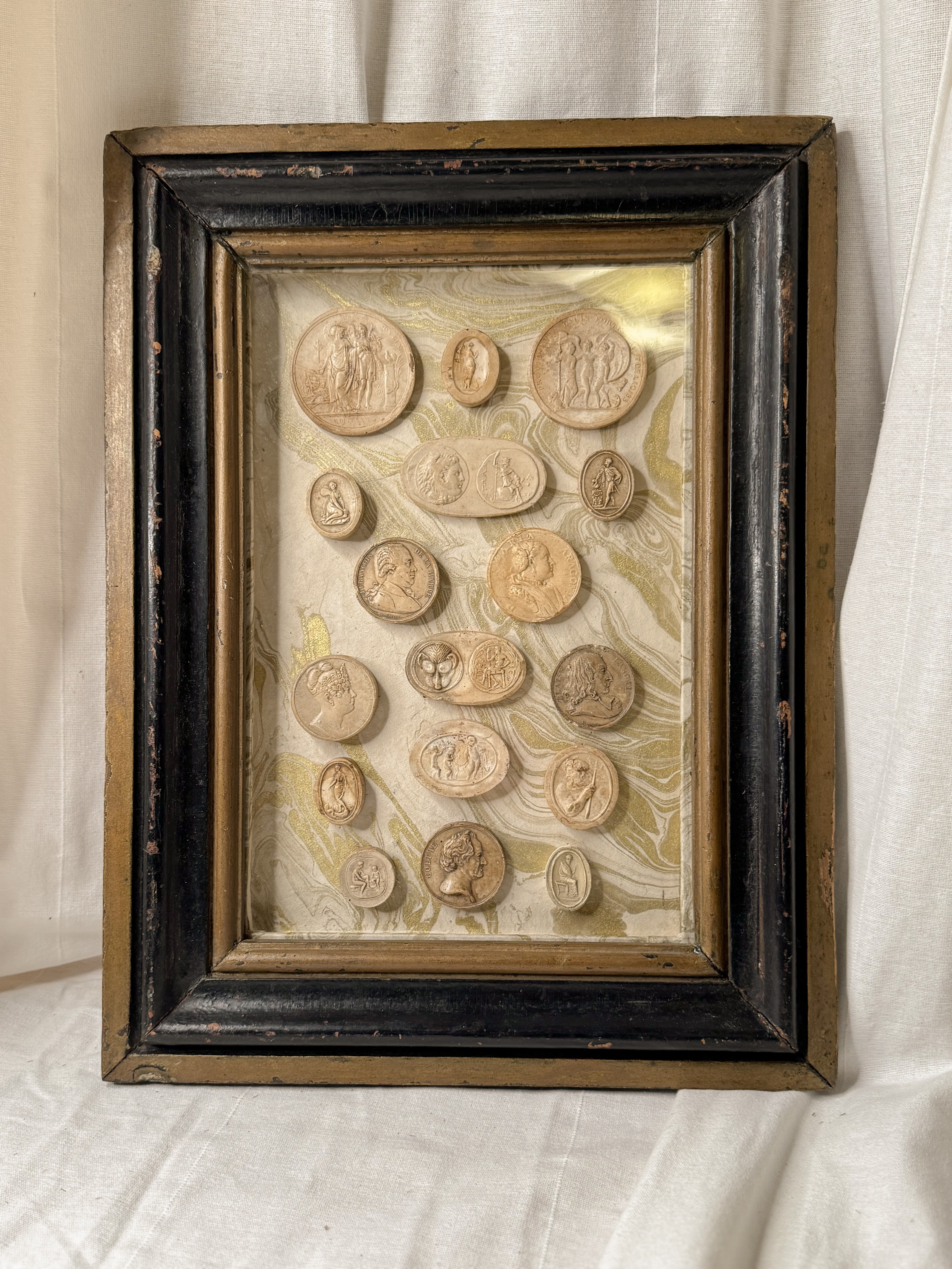 19th-Century Framed Plaster Relief Medallions