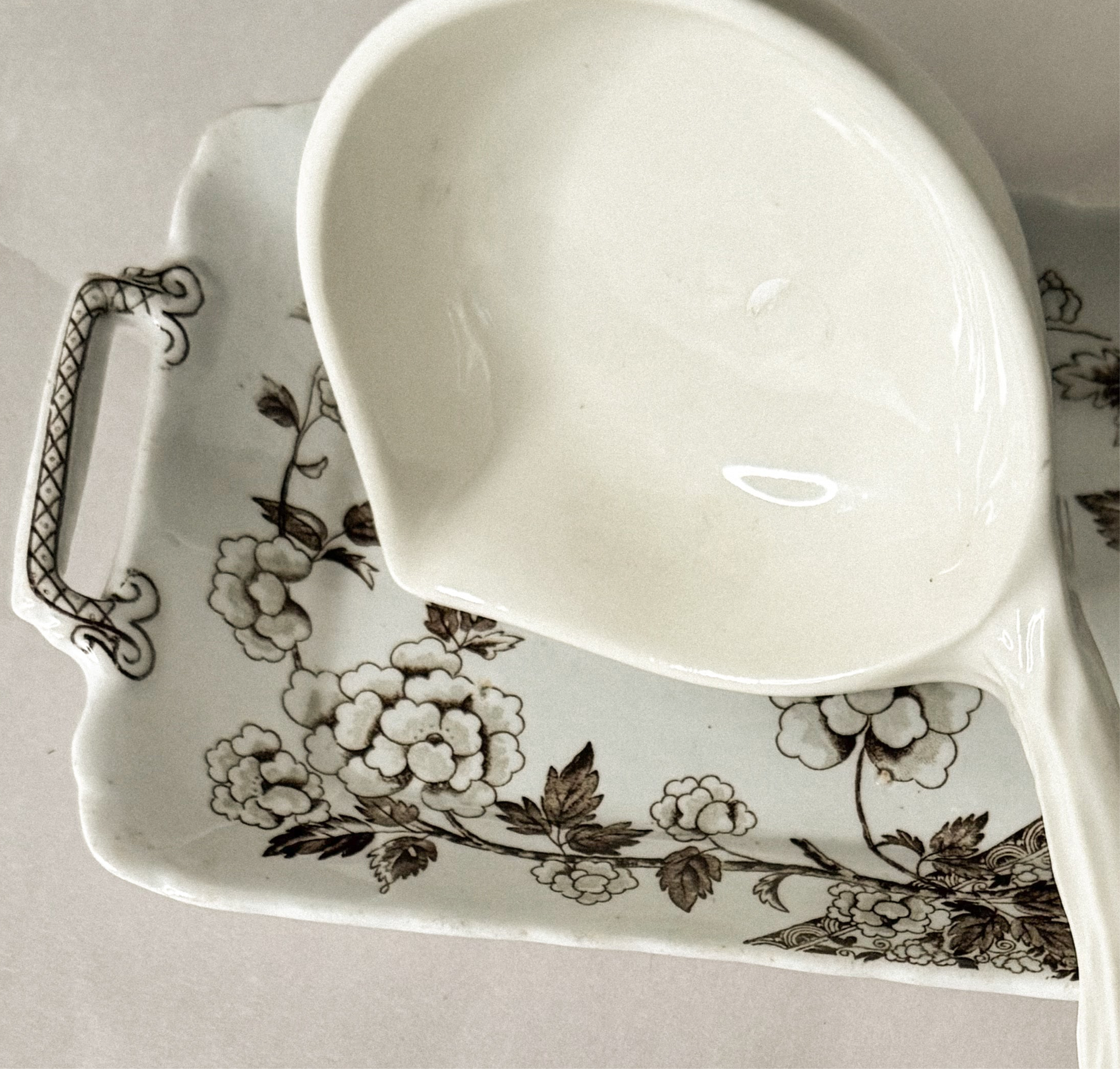 Antique Transferware Tray with Hand-Painted Handles – J.F. Wileman, c. 1880s