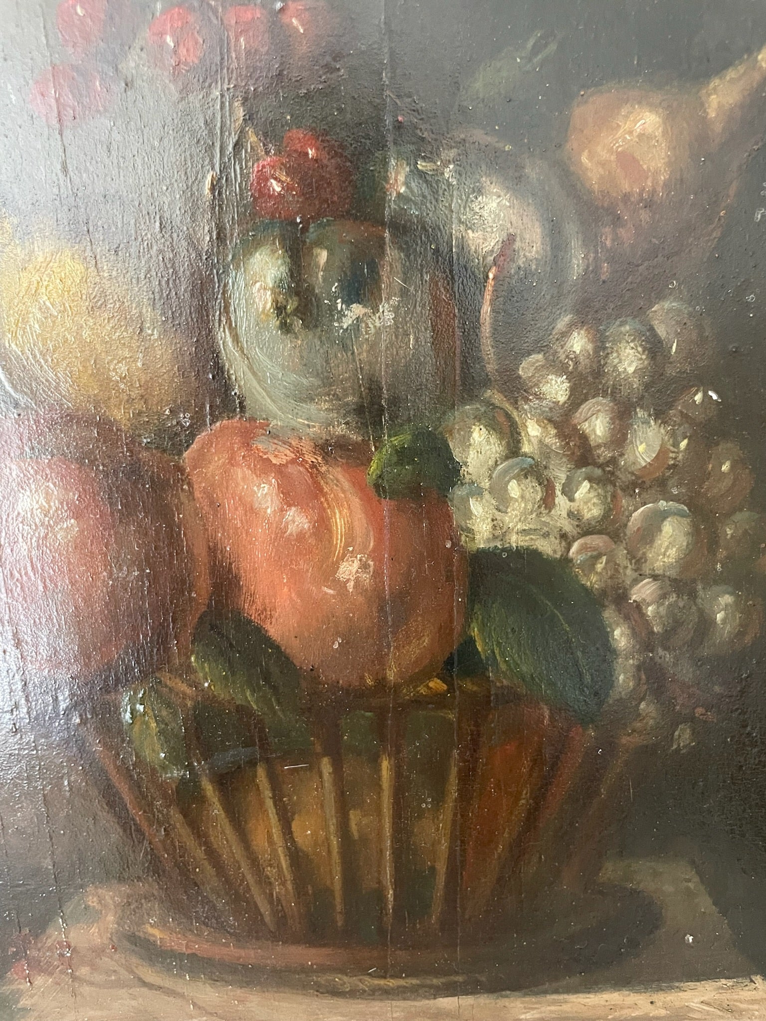 19th-Century Still Life with Fruit, Oil on wood panel
