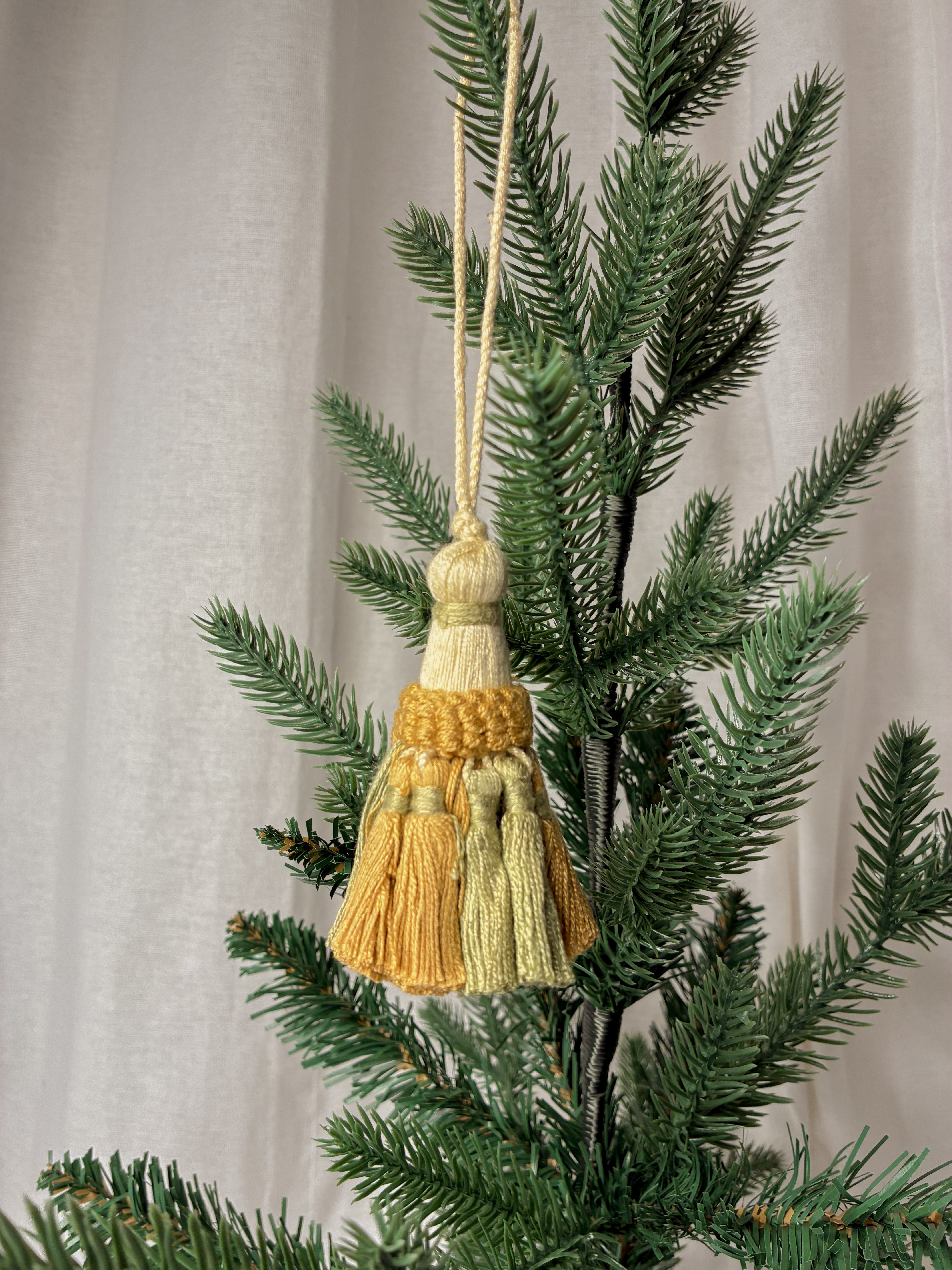 French Passmenterie Tassel in Celadon & Honey