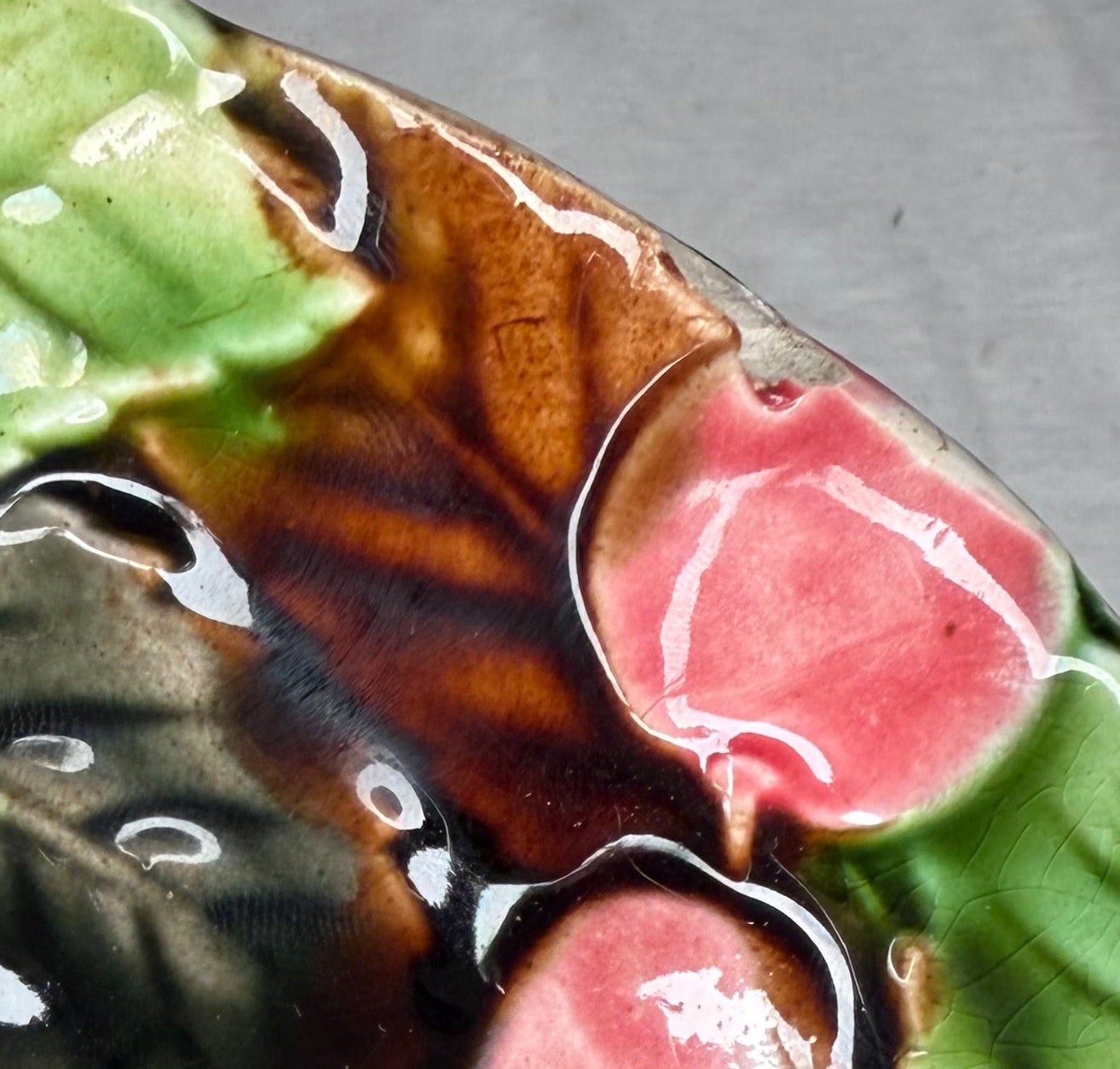 Antique French majolica plate B - imperfect