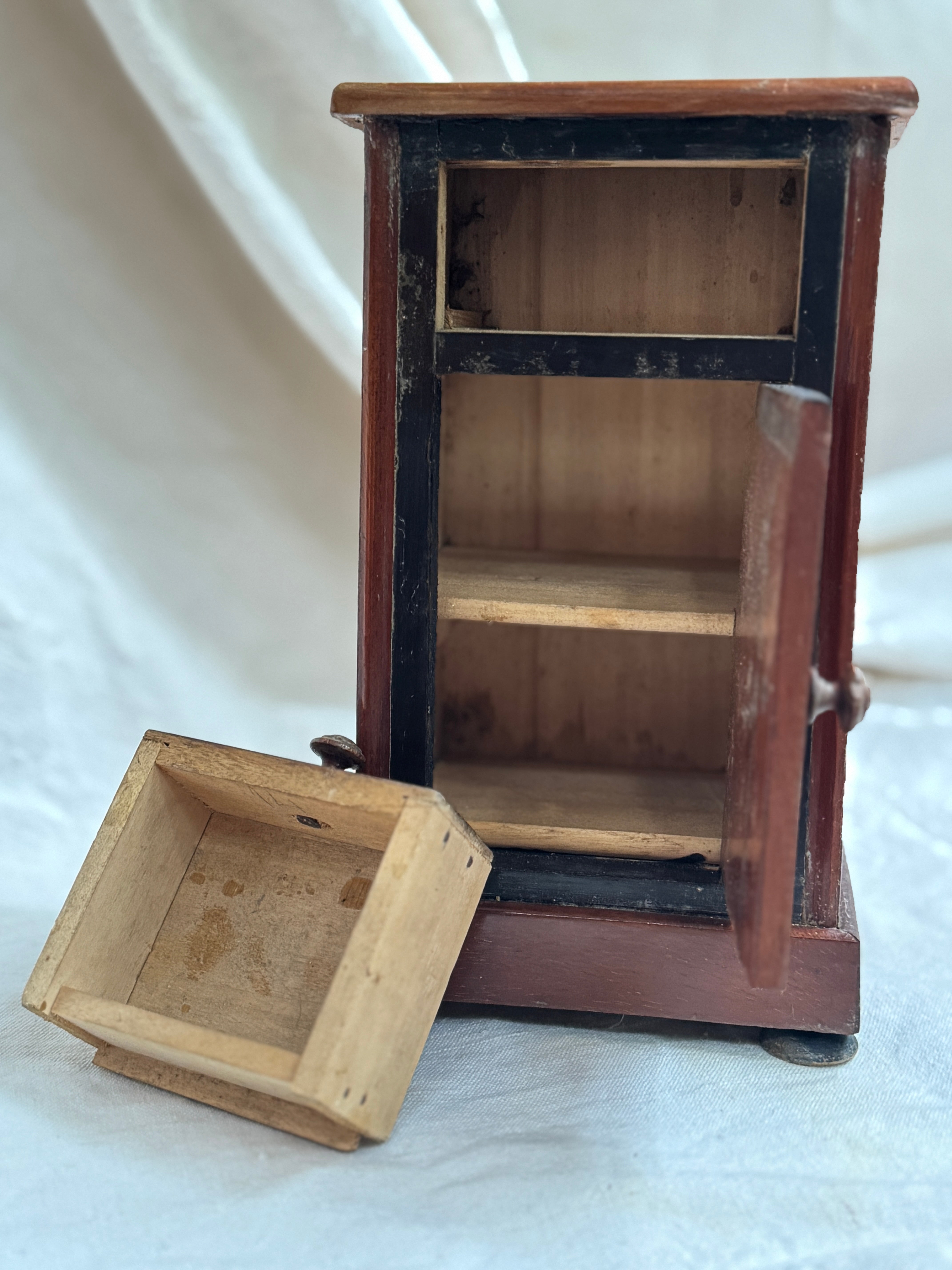 Antique French Miniature Ebonized Cabinet (Chevet), Napoléon III