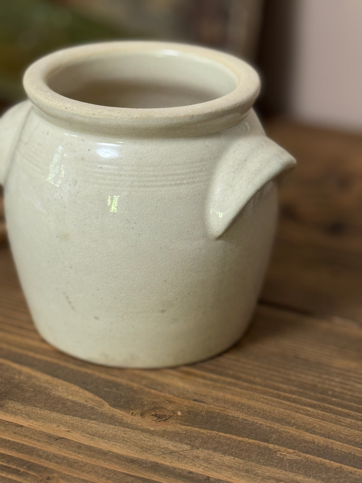 Antique French Confit Pot with Ear Handles, Small