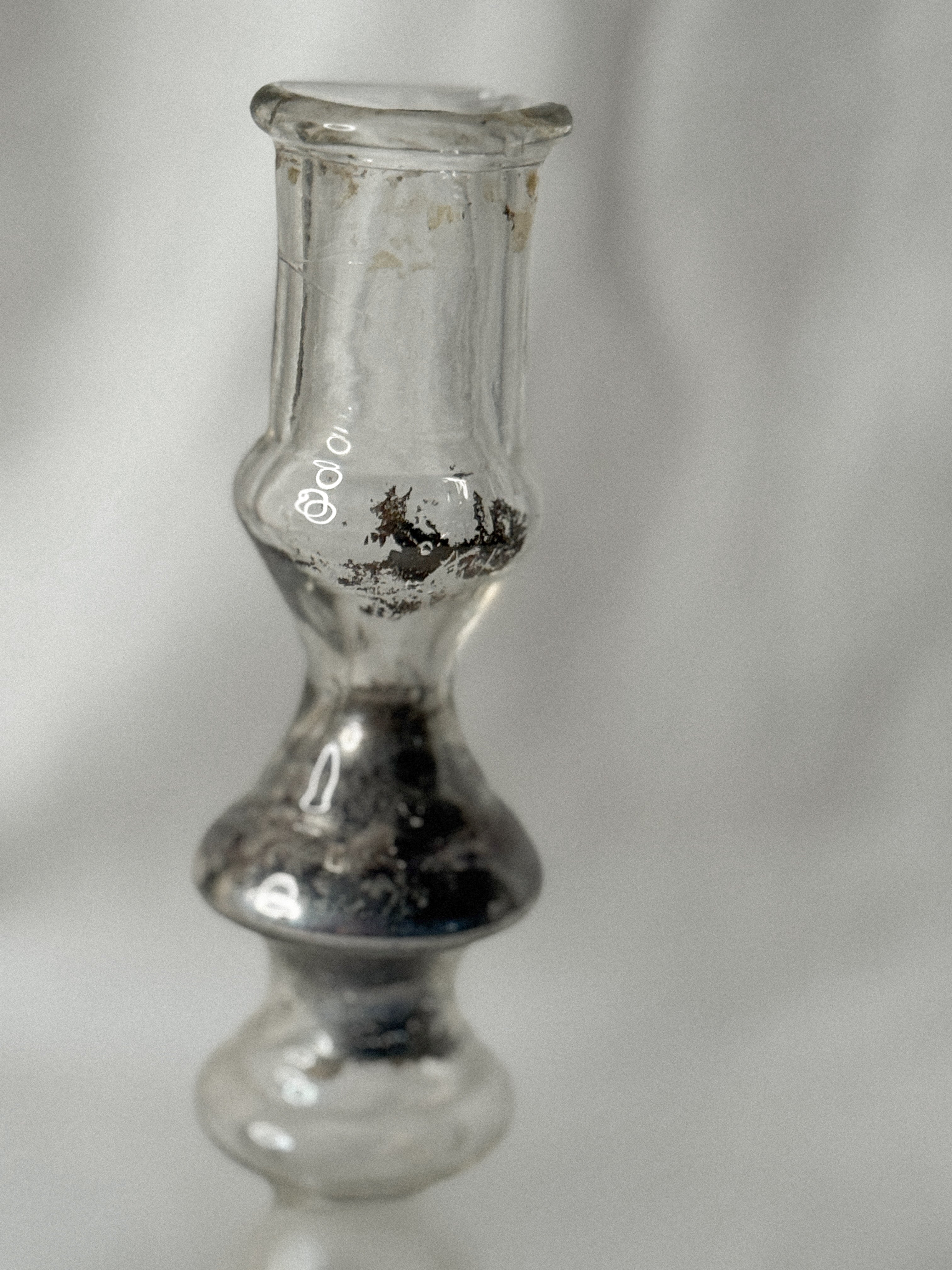 Antique Pair of French Mercury Glass Candlesticks, late 19th c.