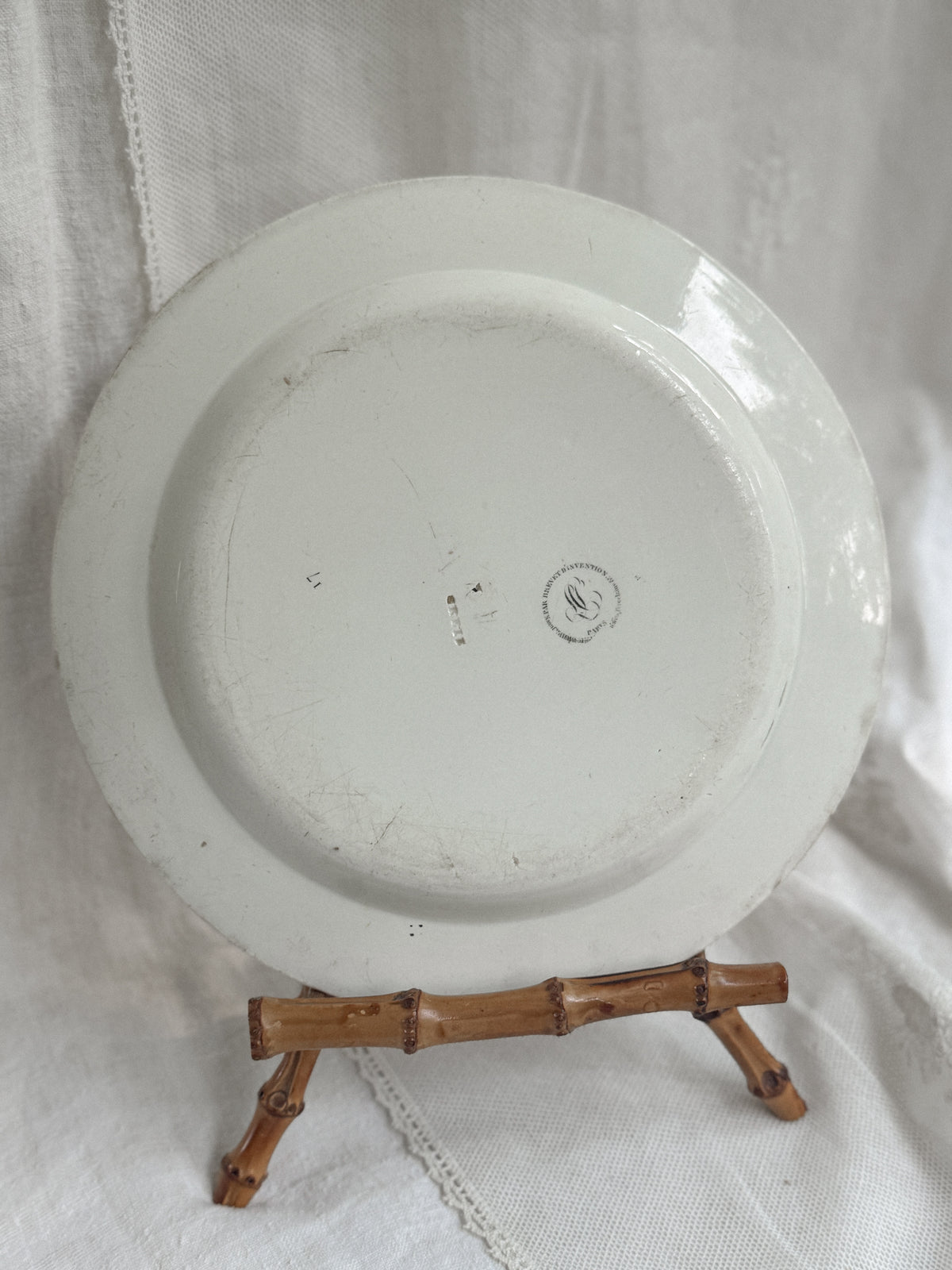Black Transferware Plate, Bordeaux