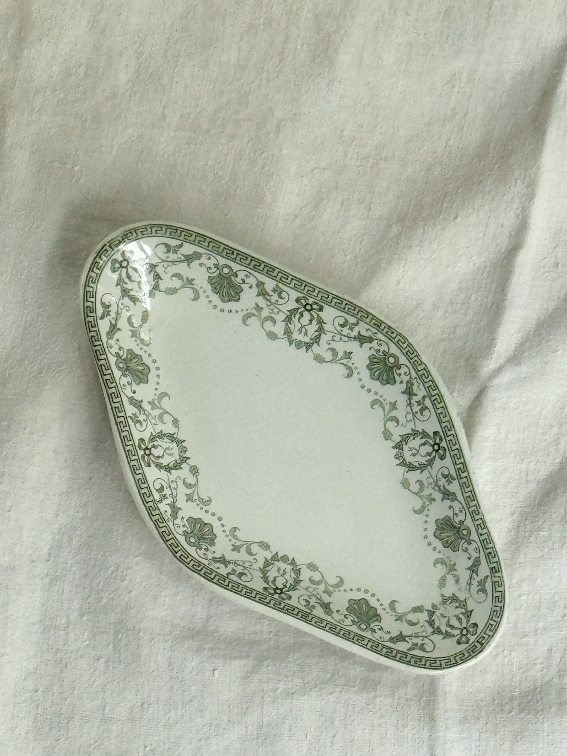 Green Transferware Ravier