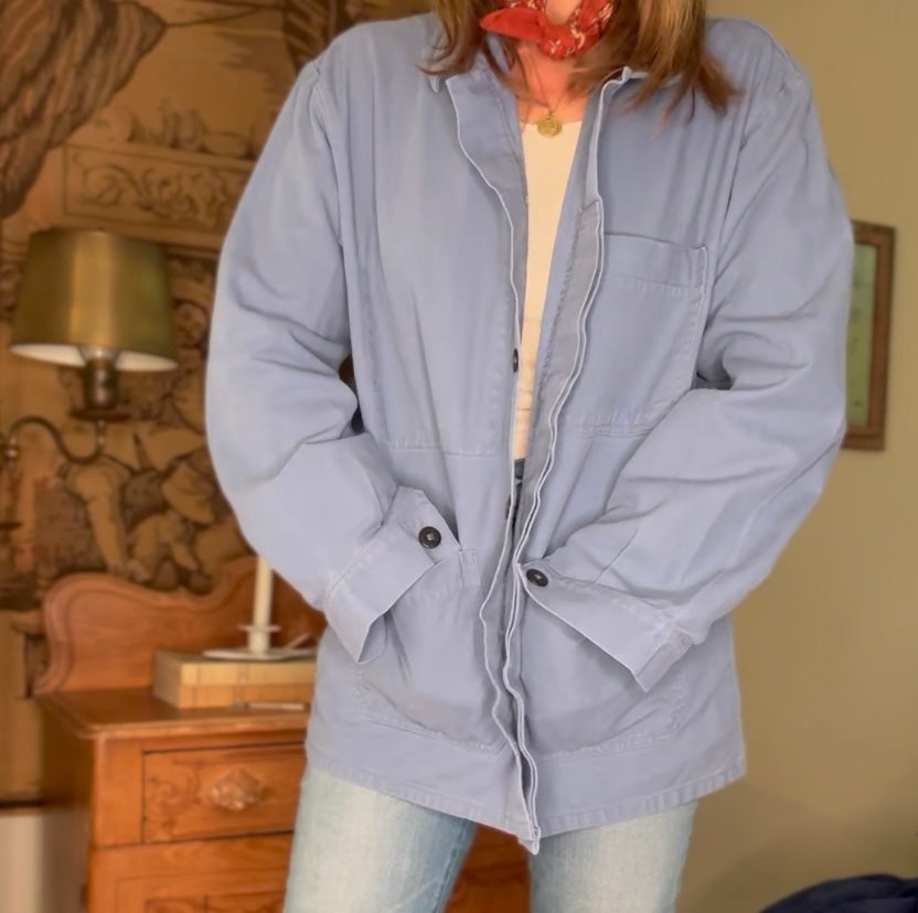 Chambray Blue Vintage French Chore Coat