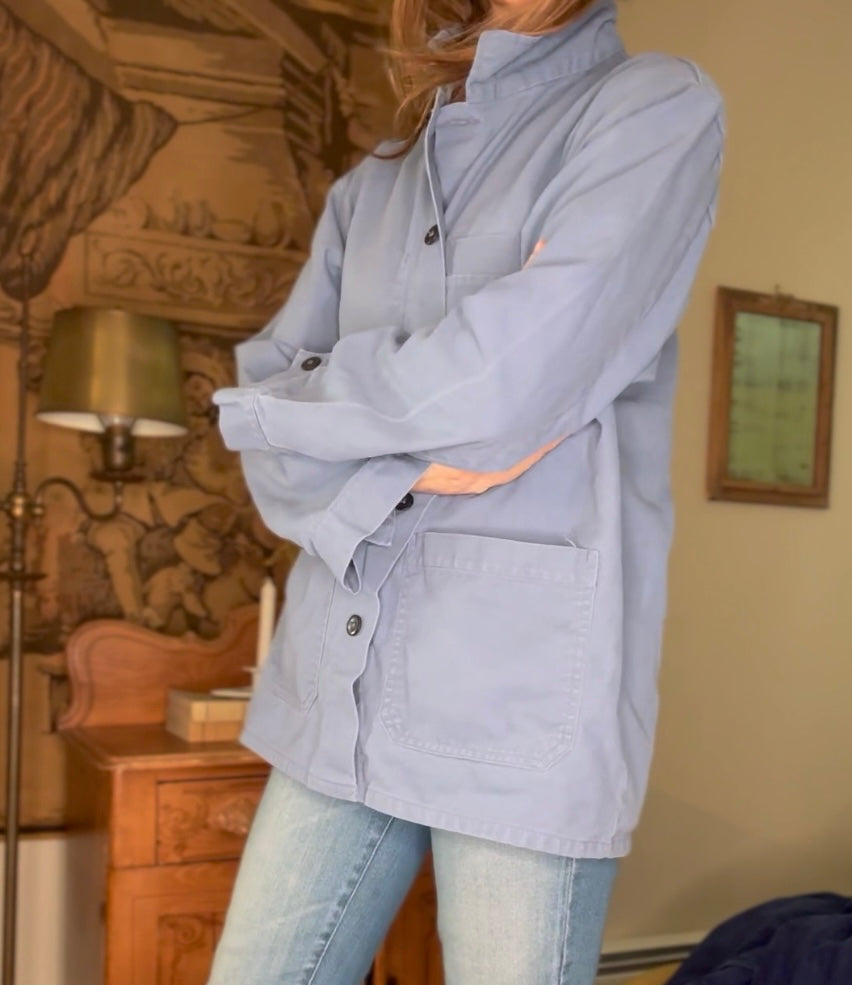 Chambray Blue Vintage French Chore Coat