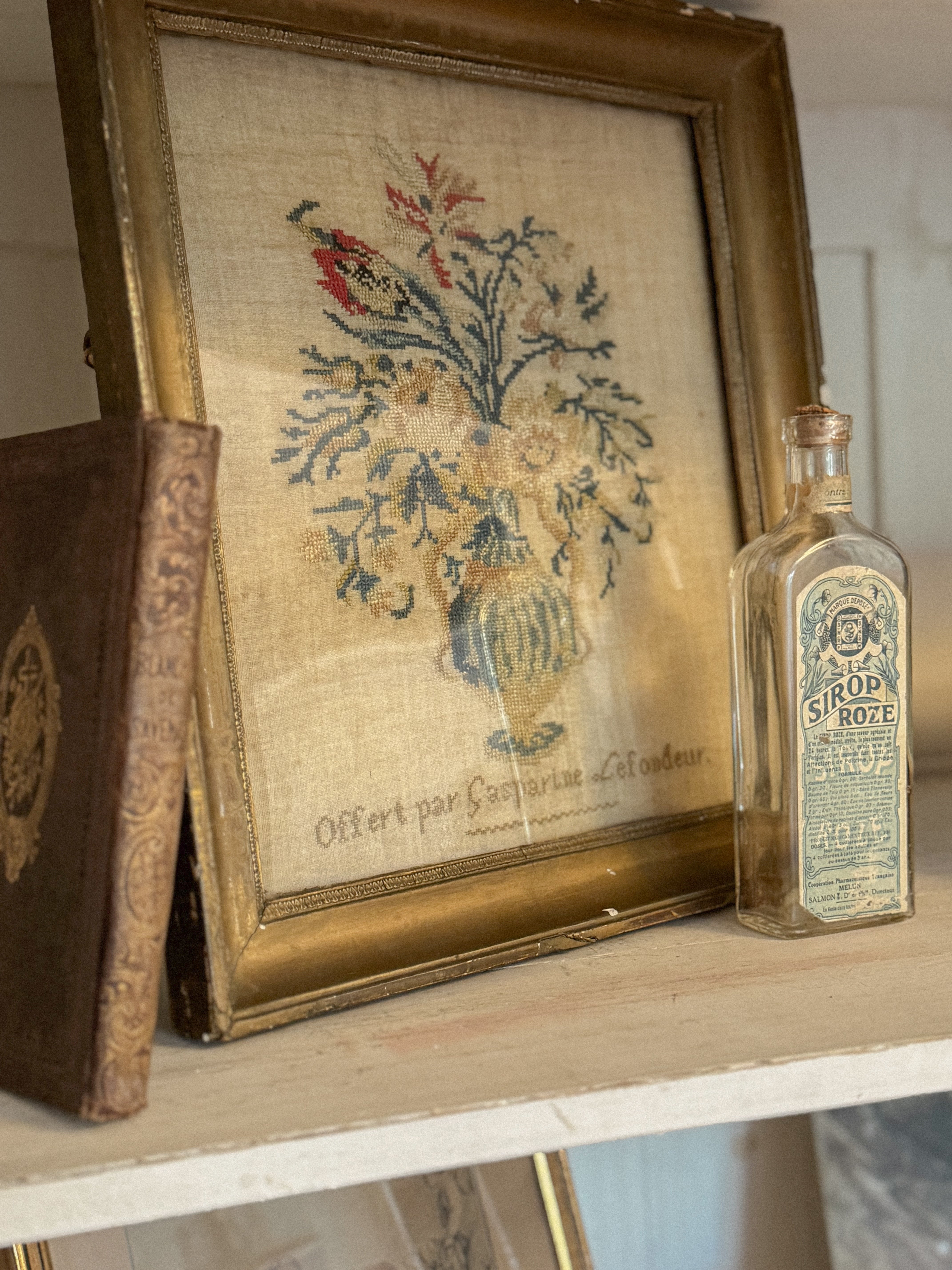 19th Century French Floral Needlework, Lyon Frame