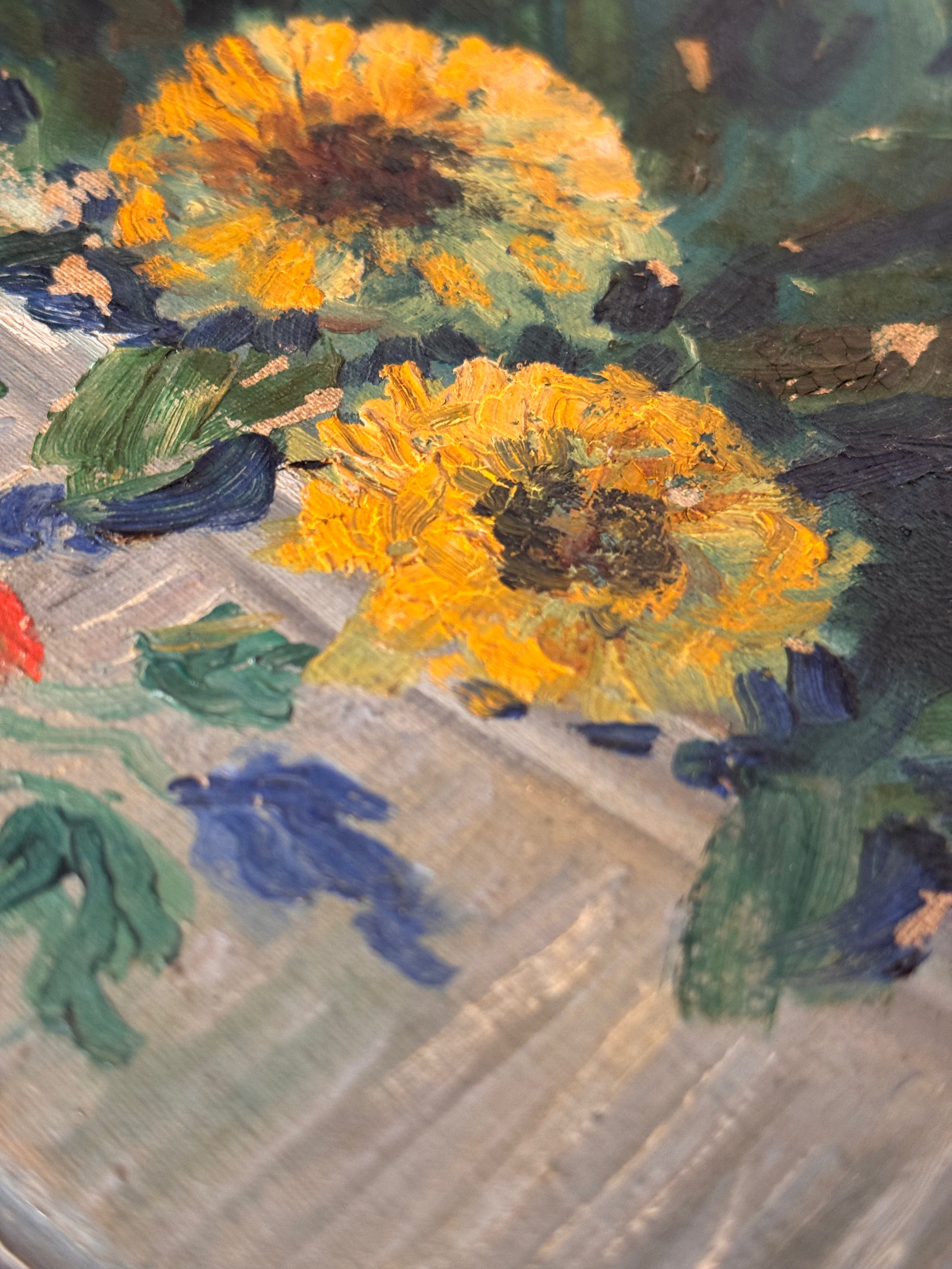 1928 Post-Impressionist Still Life with Flowers and Crab
