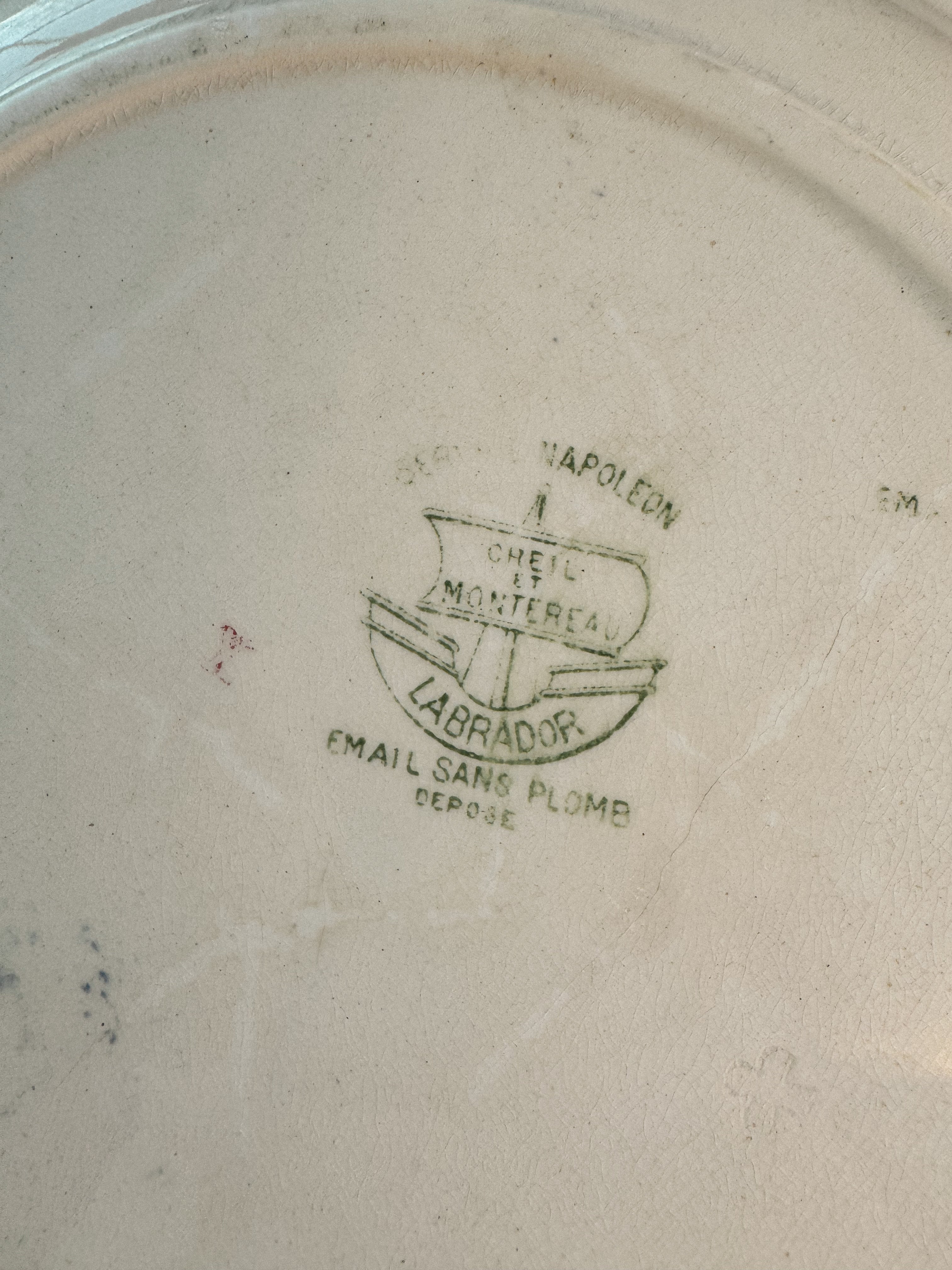 Antique French Plate- Creil & Montereau “Labrador” Pattern