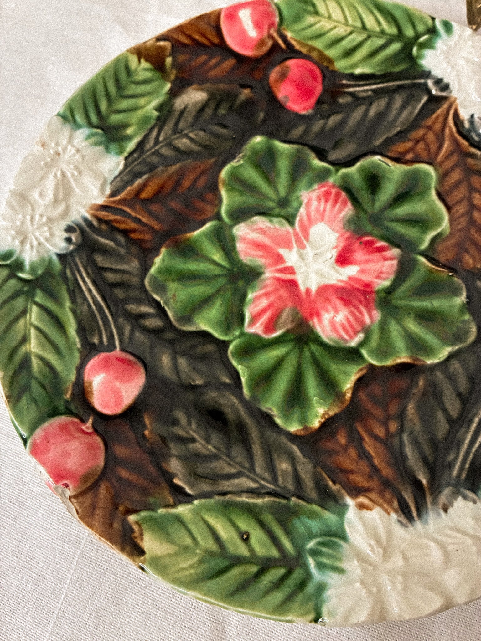 Antique French majolica plate A